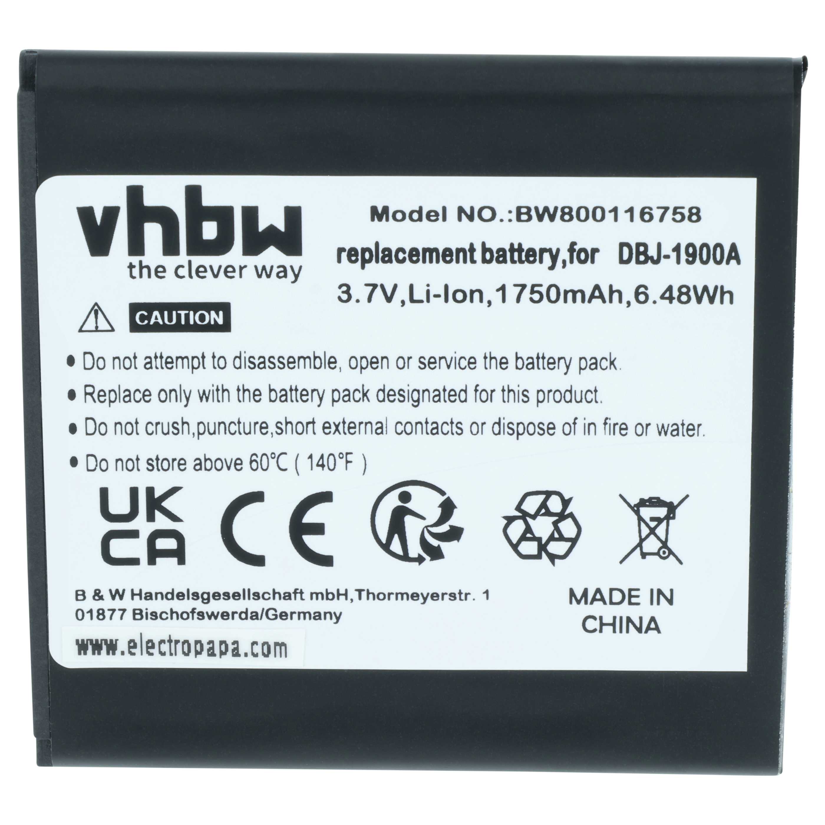 Akumulator do telefonu dla seniora zamiennik Doro DBJ-1900A - 1750 mAh 3,7 V Li-Ion