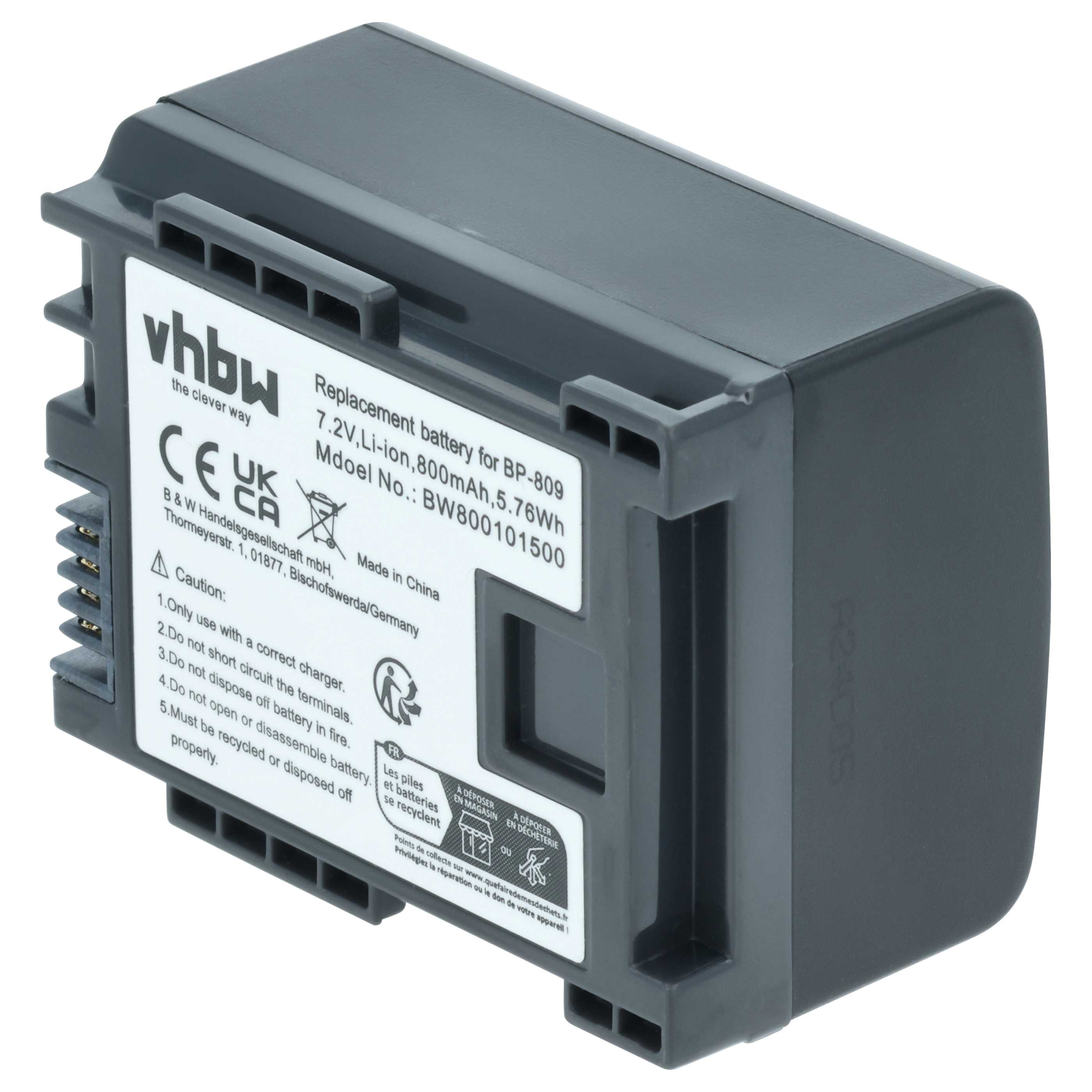 2x Akku für Canon wie BP-809 mit Infochip, 7.2V, 800mAh