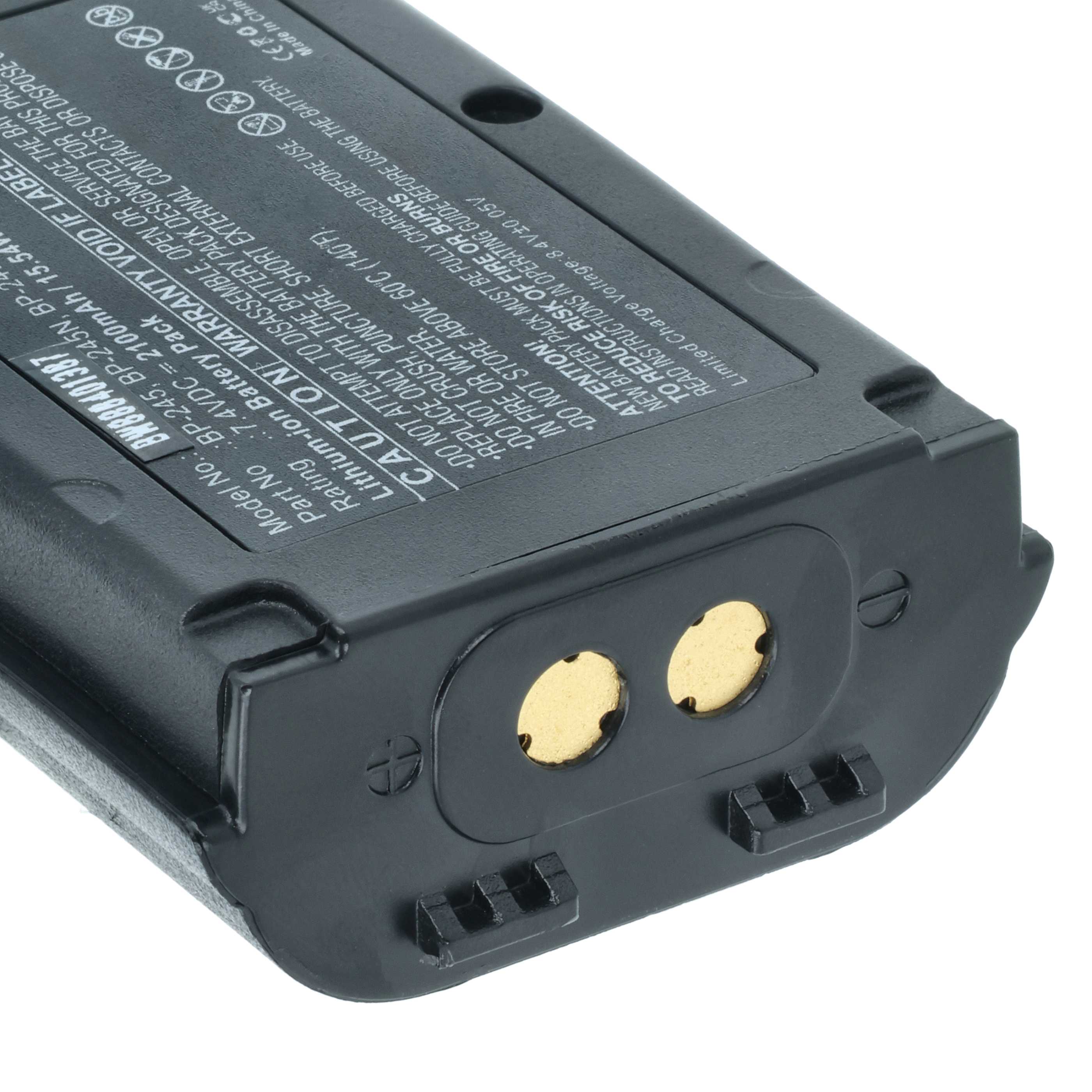 Radio Battery replaces Icom BP-245H, BP-245N, BP-245 - 2100 mAh 7.4 V Li-Ion + Belt Clip