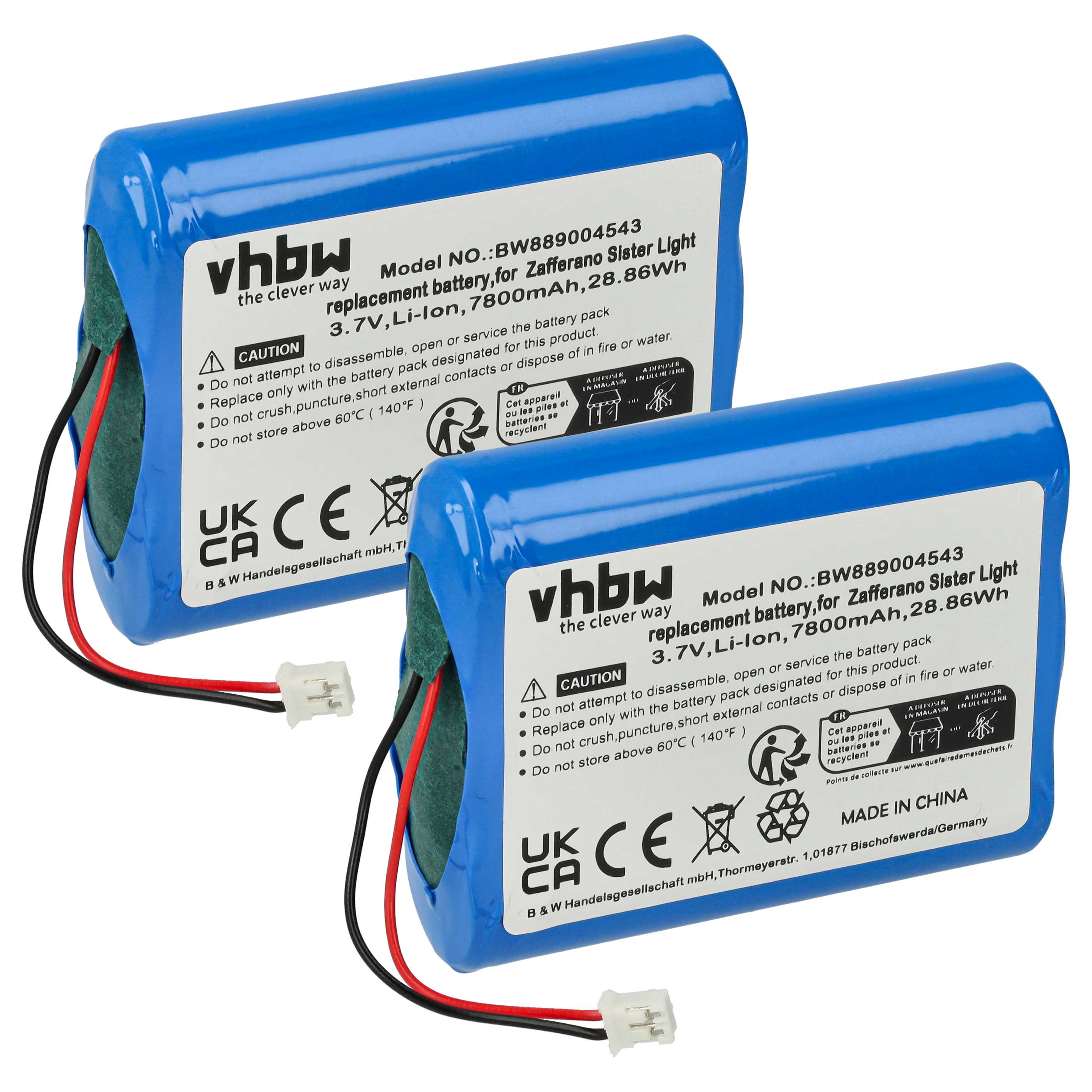 2x Batteria sostituisce Zafferano BAT04705506701900, 8056300198024 per - 7800mAh 3,7V Li-Ion