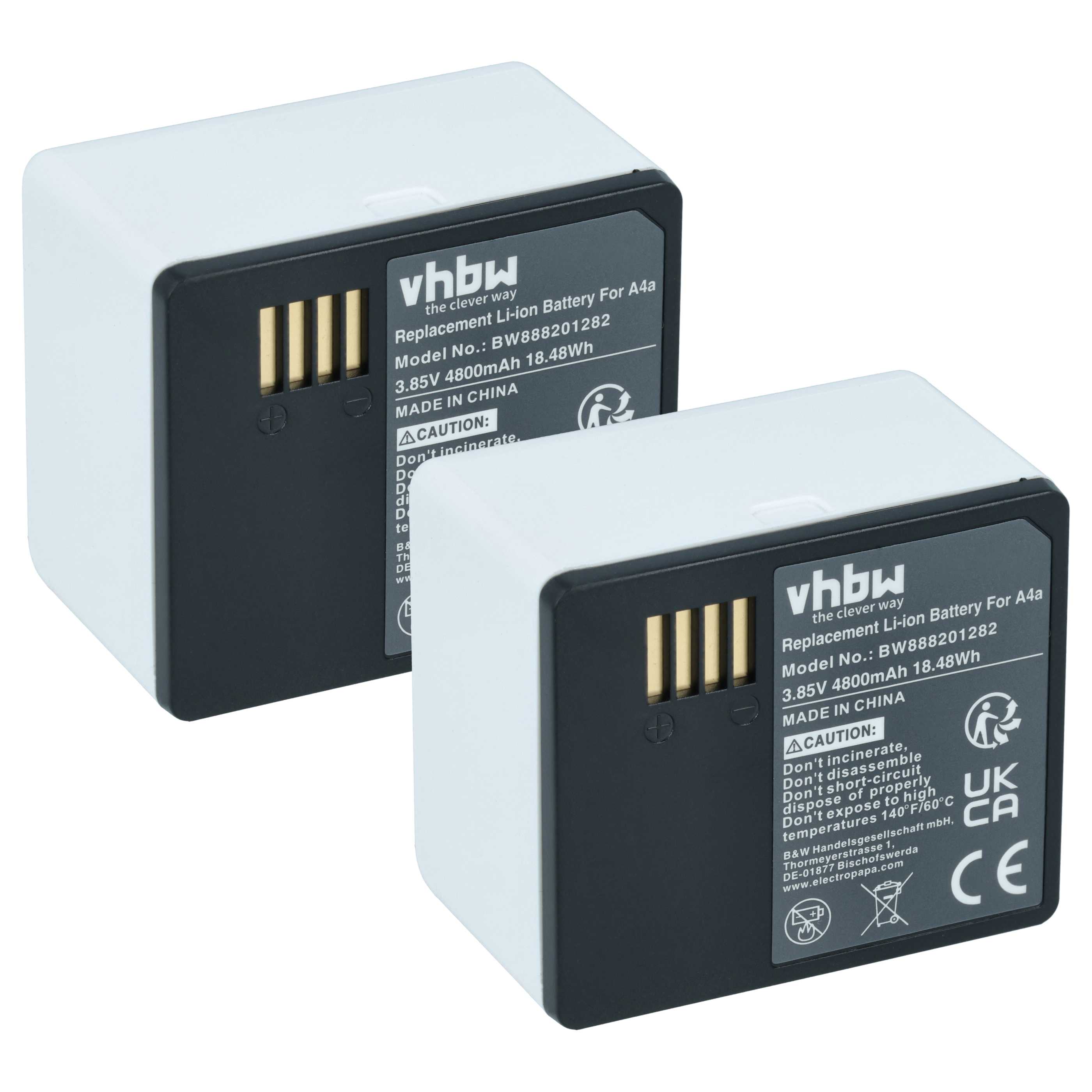 Knopfkamera-Akku (2 Stück) als Ersatz für Arlo 308-1070-01, 308-10069-01 für Arlo - 4800mAh 3,85V Li-Polymer
