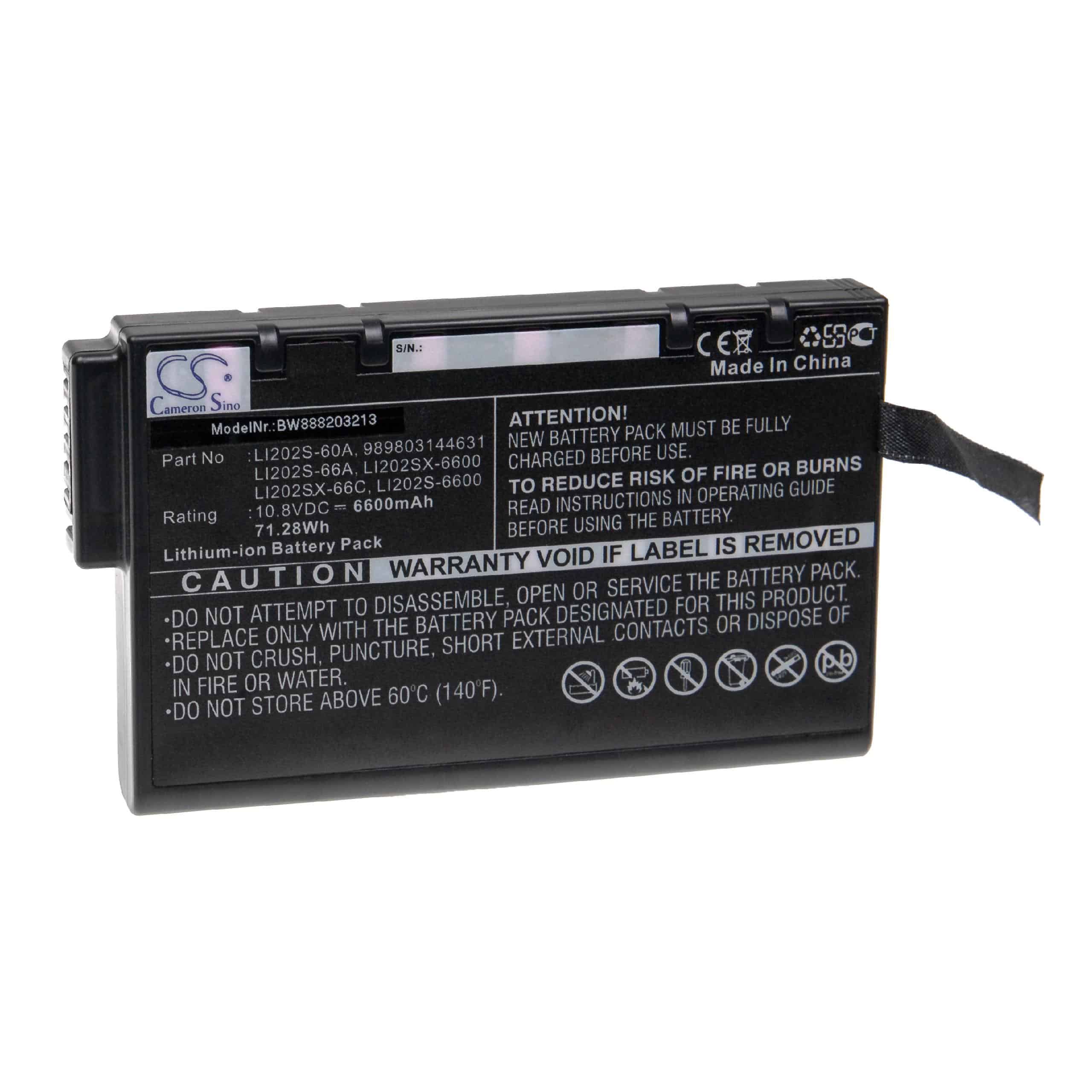 Batterie remplace AeroTrak Li202SX, Li202SX-6600, 700028 pour outil de mesure - 6600mAh 10,8V Li-ion
