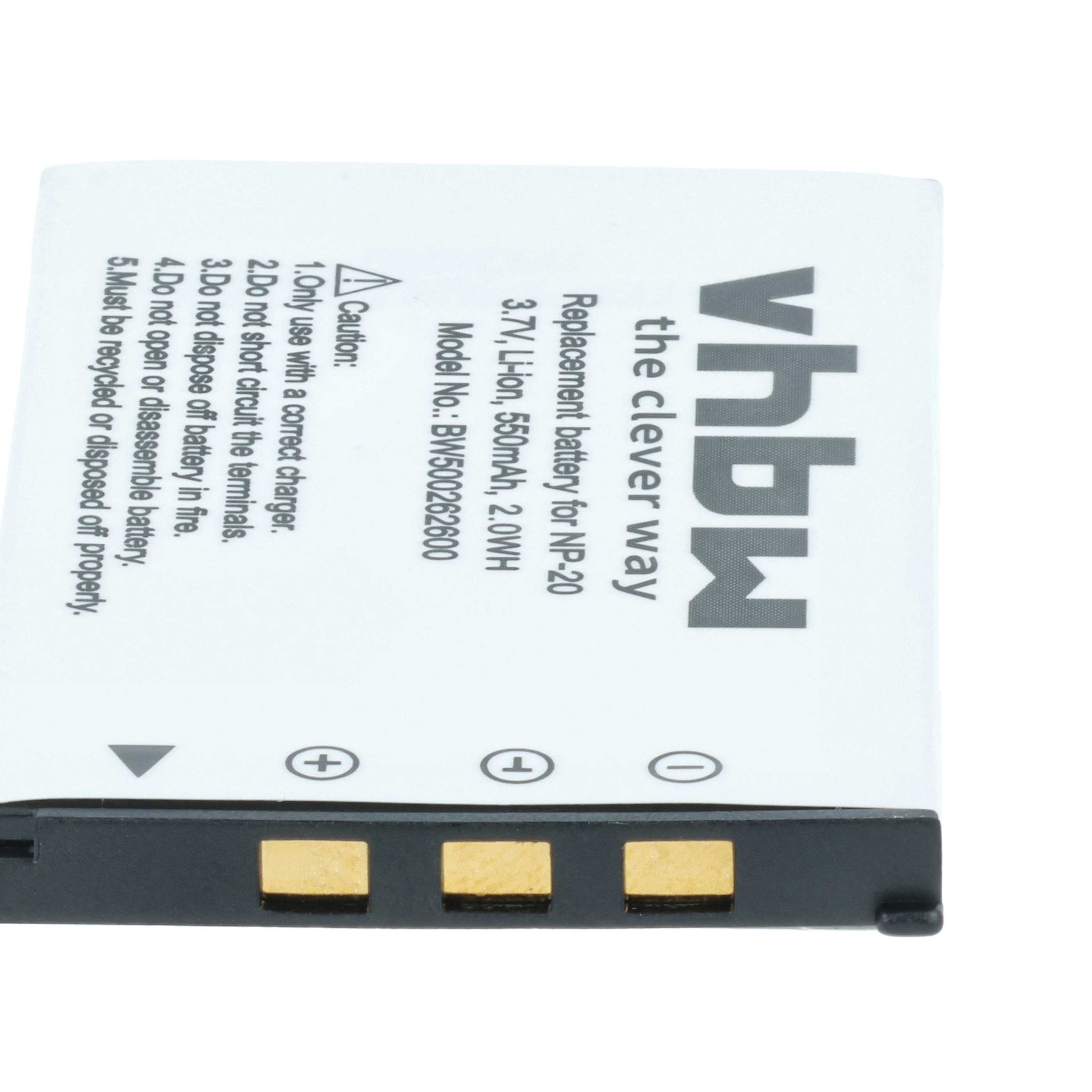2x Battery replaces Casio NP-20DBA, NP-20 - 550mAh, 3.6V, Li-Ion