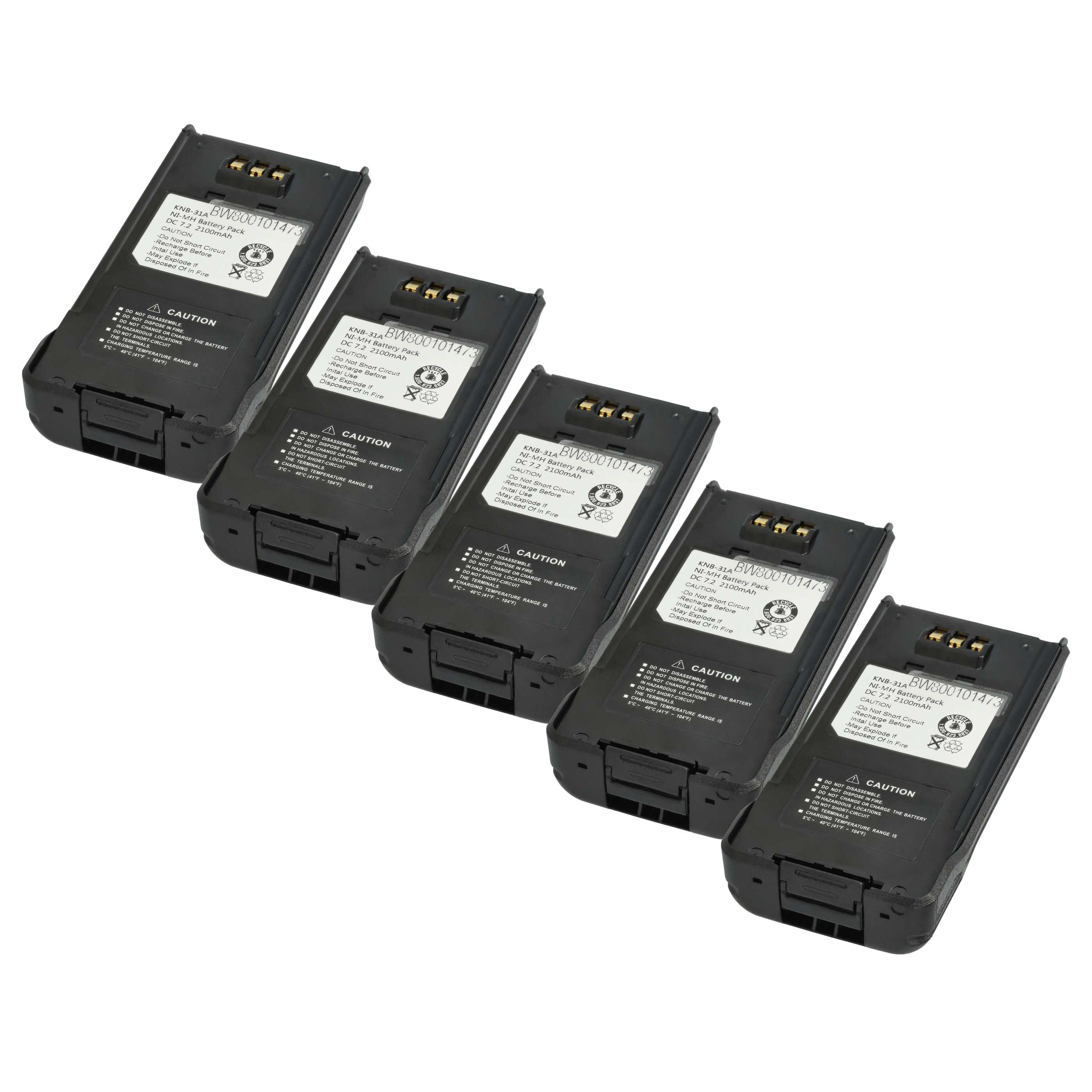 Radio 5x Battery replaces Kenwood KNB-41NC, KNB-32N, KNB-31A, KNB-33L - 2100 mAh 7.2 V NiMH