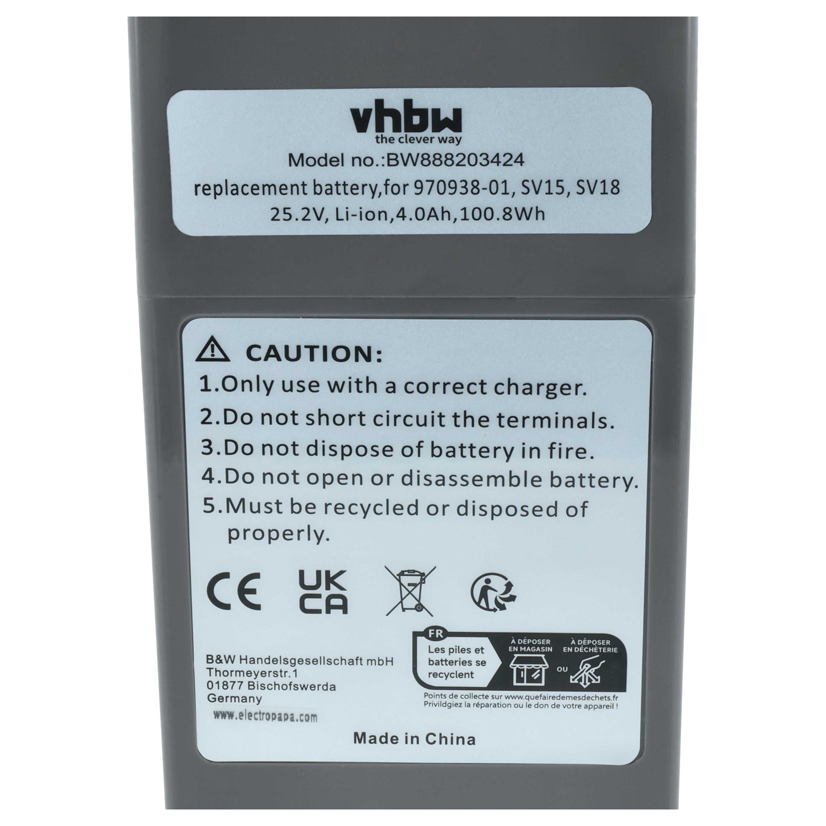 Batterie pour aspirateur Dyson SV15, SV17, SV18 - 4000mAh