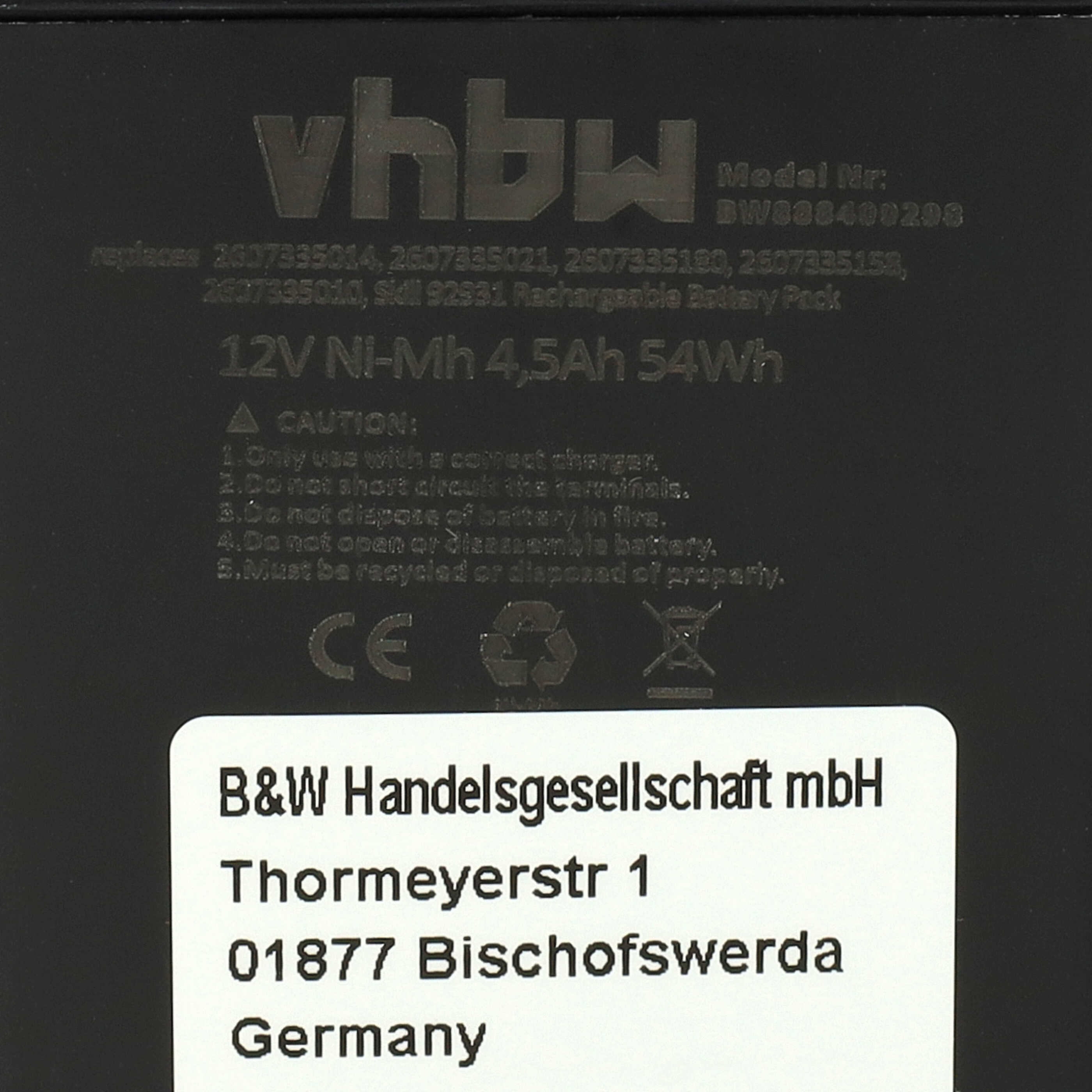 Battery replaces Bosch 2 607 355 014, 2 607 335 180, 2 607 335 021 Electric Power Tool - 4500 mAh, 12 V, NiMH