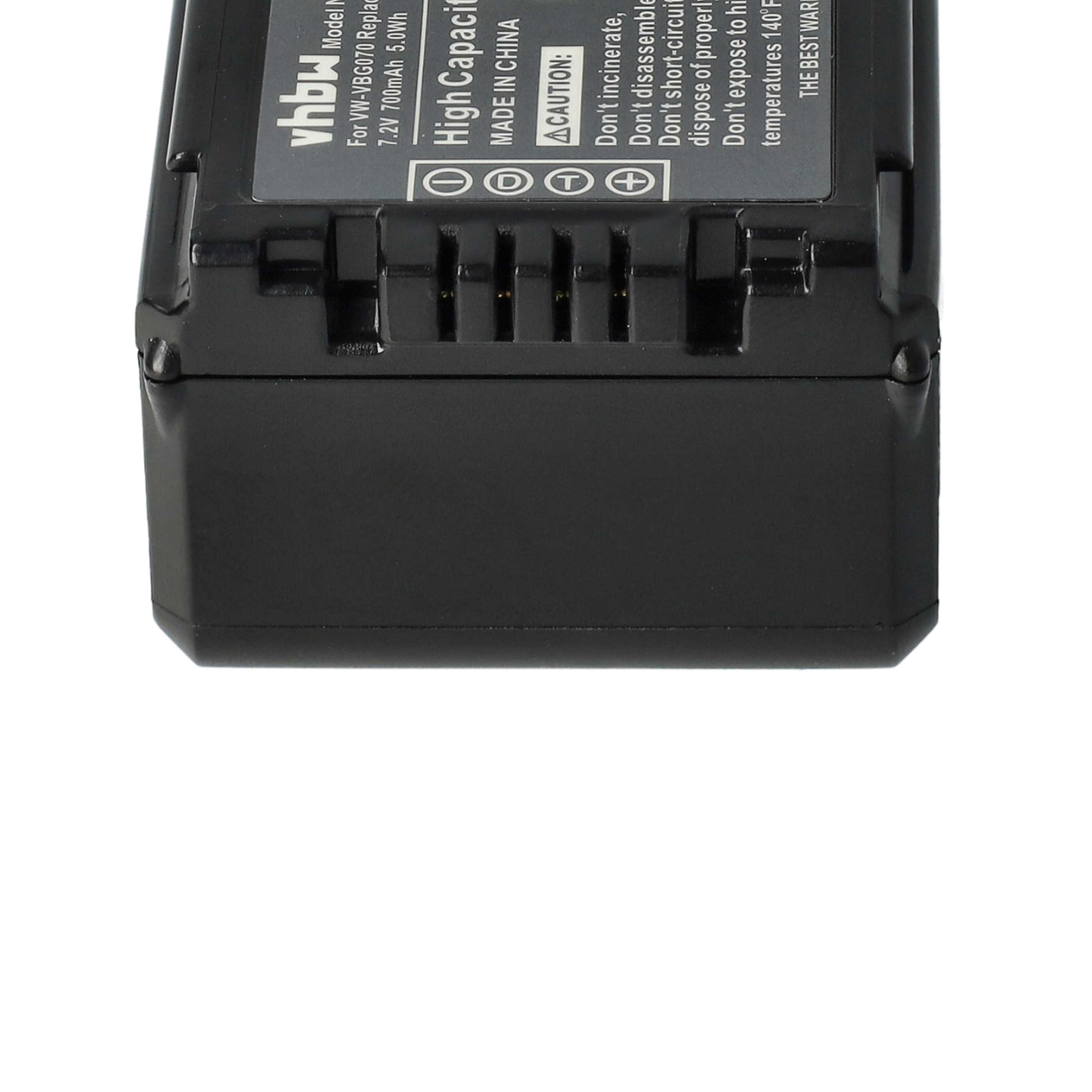 Videocamera 2x Battery replaces Panasonic VW-VBG070, DMW-BLA13E, DMW-BLA13, VW-VBG130 - 700 mAh 7.2 V Li-Ion