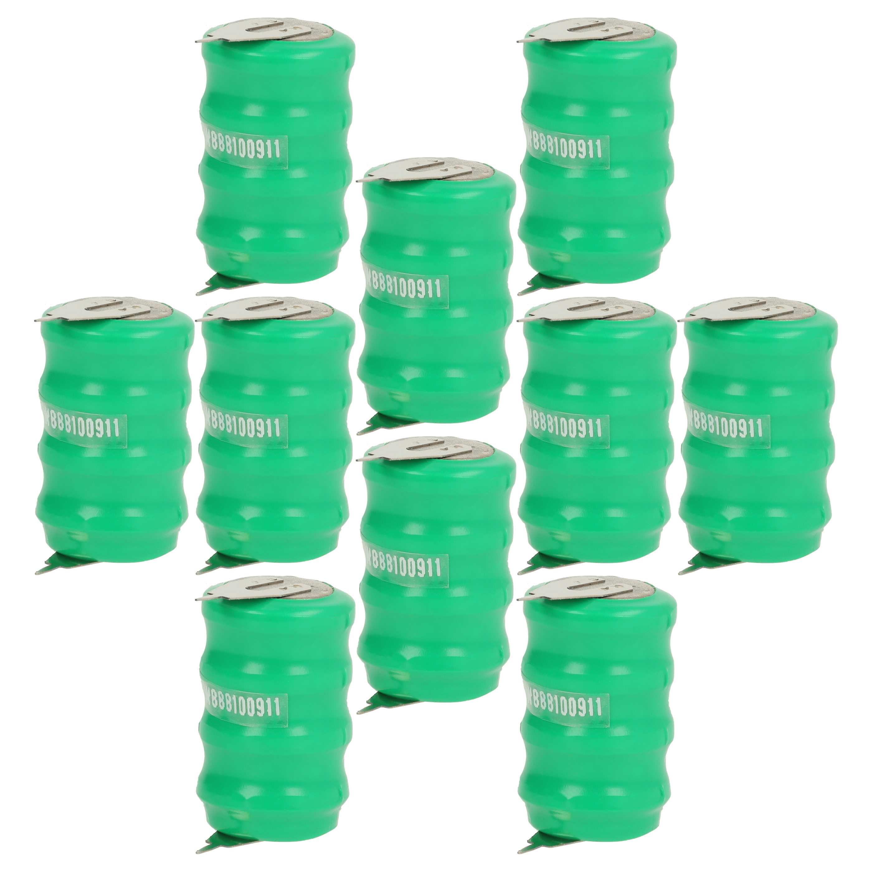 10x Button Cell Battery Type V80H 2 Pins for Model Building Solar Lamps etc. - 80 mAh 4.8 V NiMH