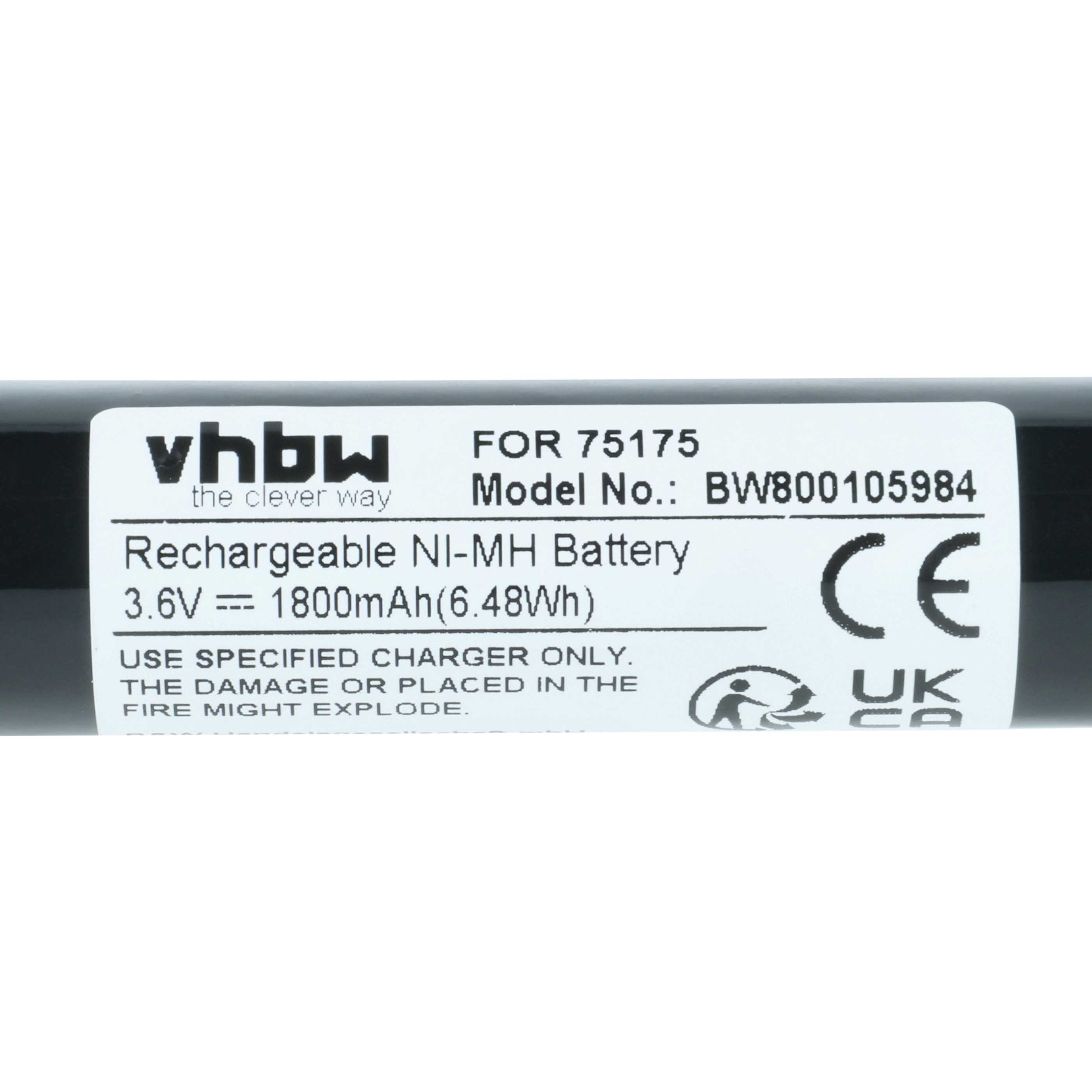 Batterie remplace Pelican Streamlight 75175, 75375 lampe de poche Pelican - 1800mAh 3,6V NiMH