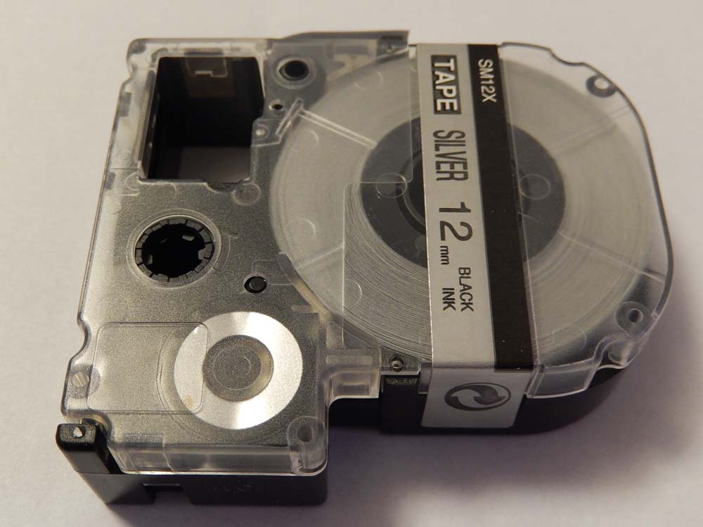 Label Tape as Replacement for Epson LC-4SBM - 12 mm Black to Silver