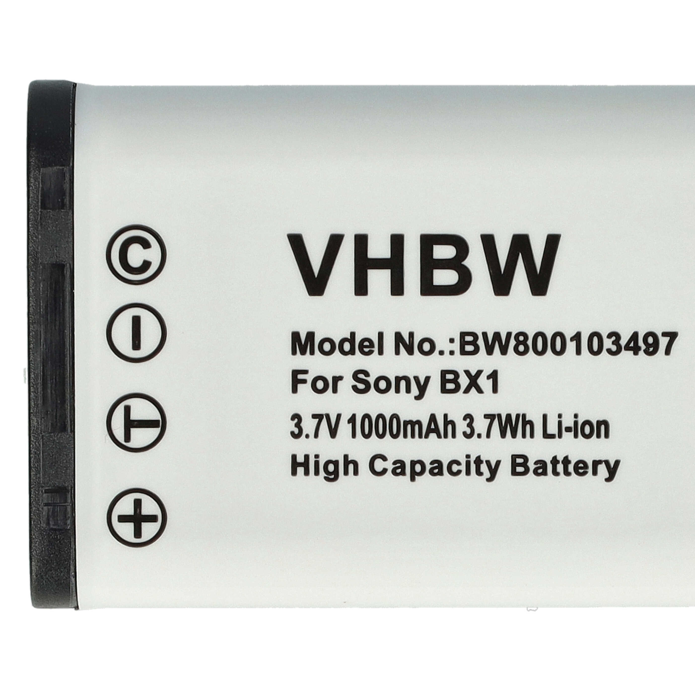 Batterie remplace Sony NP-BX1 pour appareil photo - 1000mAh 3,6V Li-ion
