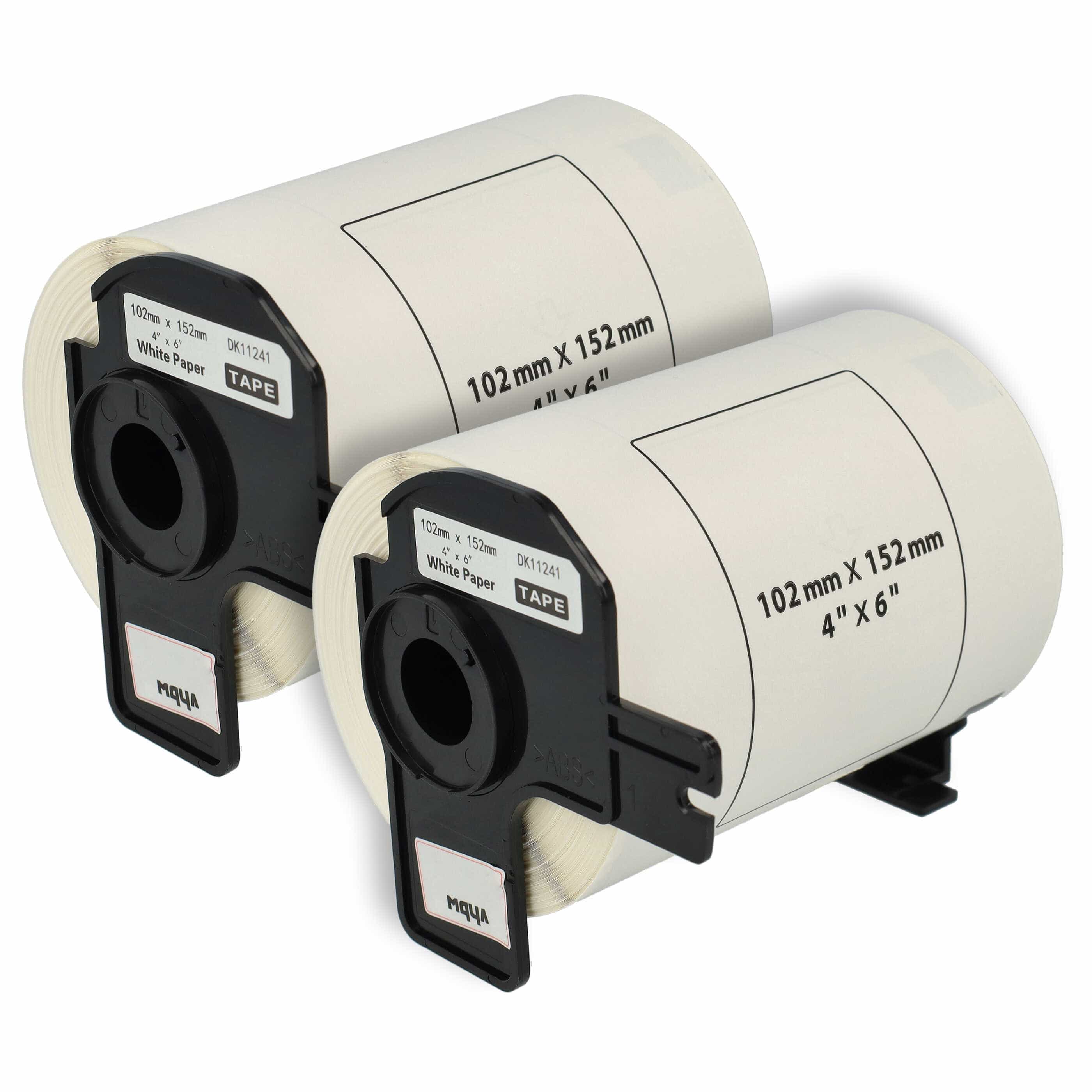 2x Label Roll replaces Brother DK-11241 Labeller - Standard 102 mm x 152 mm + Holder