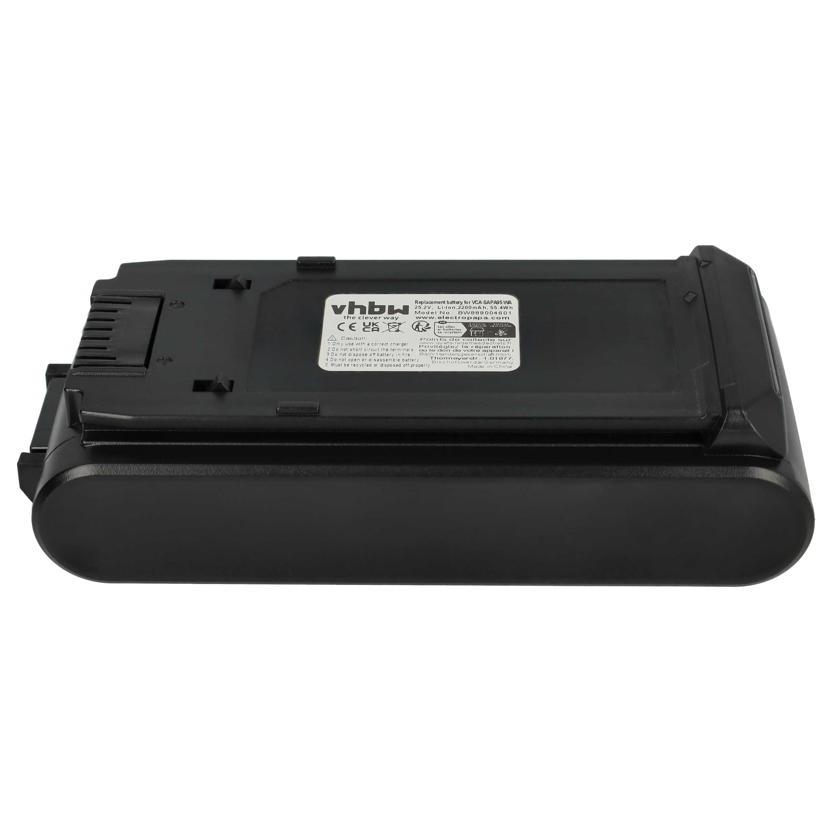Batteria sostituisce Samsung DJ96-00242A, VCA-SAPA95/WA, VCA-SBTA95 per aspirapolvere - 2200mAh 25,2V Li-Ion