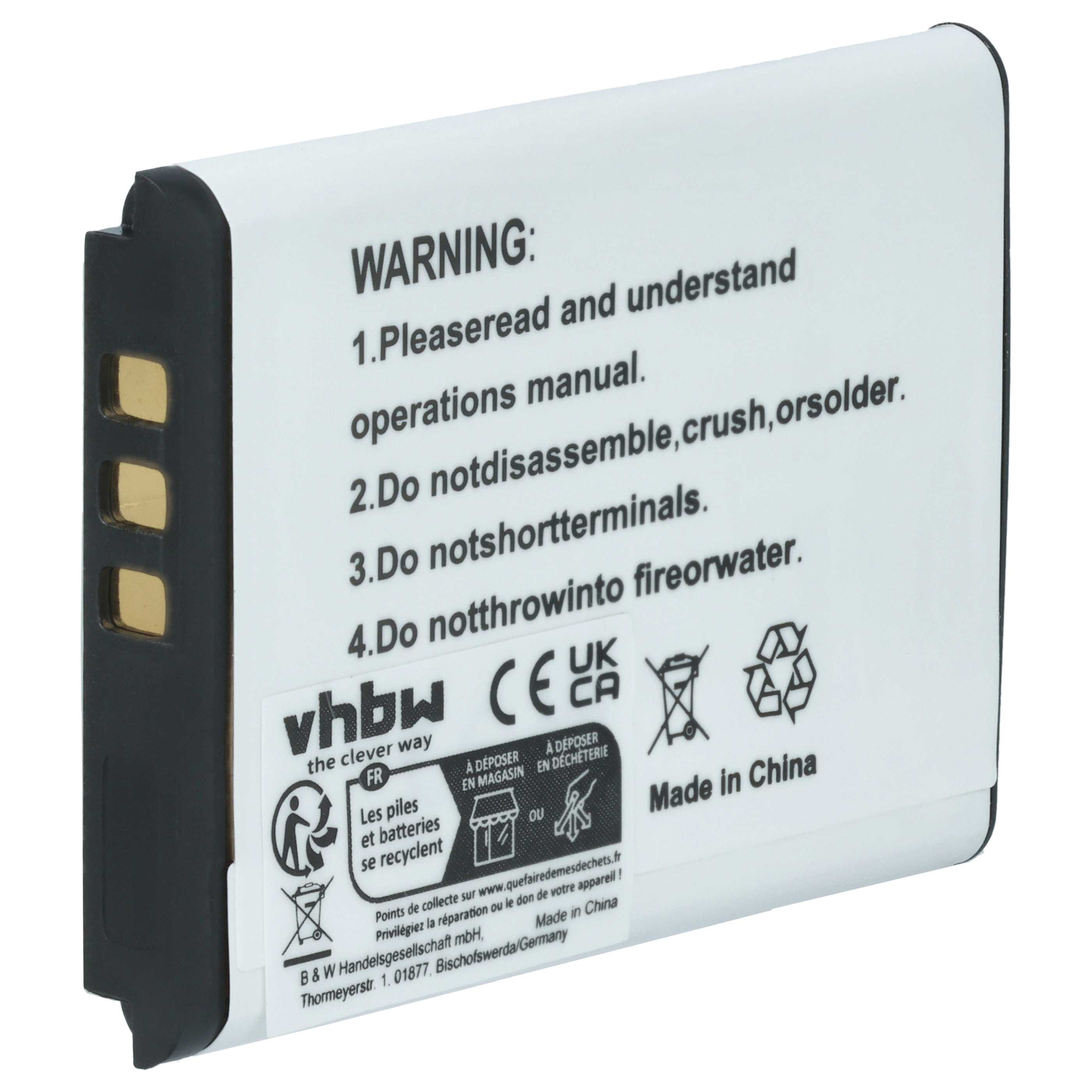 3x Battery replaces Samsung SLB-0837b - 500mAh, 3.7V, Li-Ion