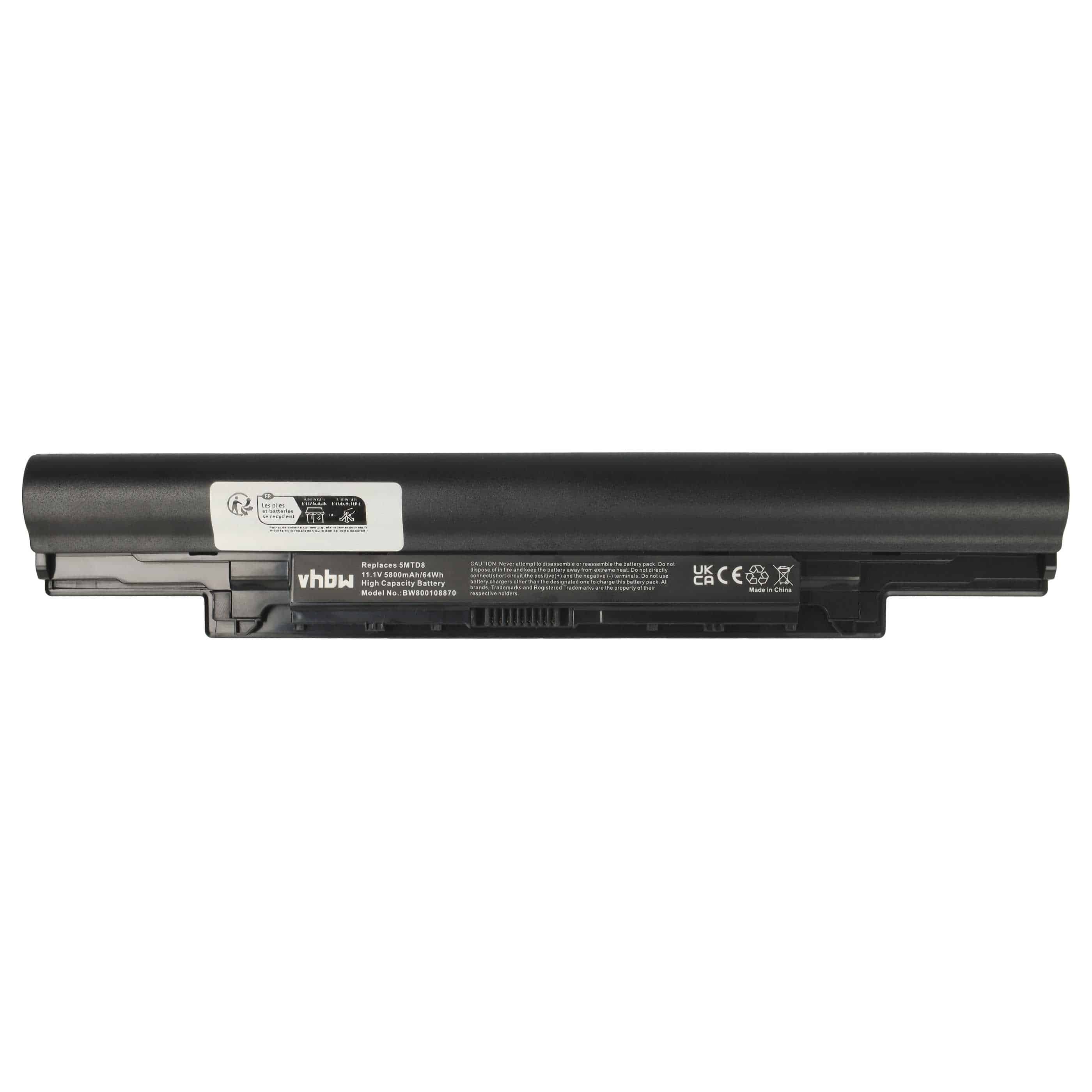 Akumulator do laptopa zamiennik Dell YFOF9, YFDF9, VDYR8, HGJW8, H7WX1, 5MTD8 - 5800 mAh 11,1 V Li-Ion, czarny