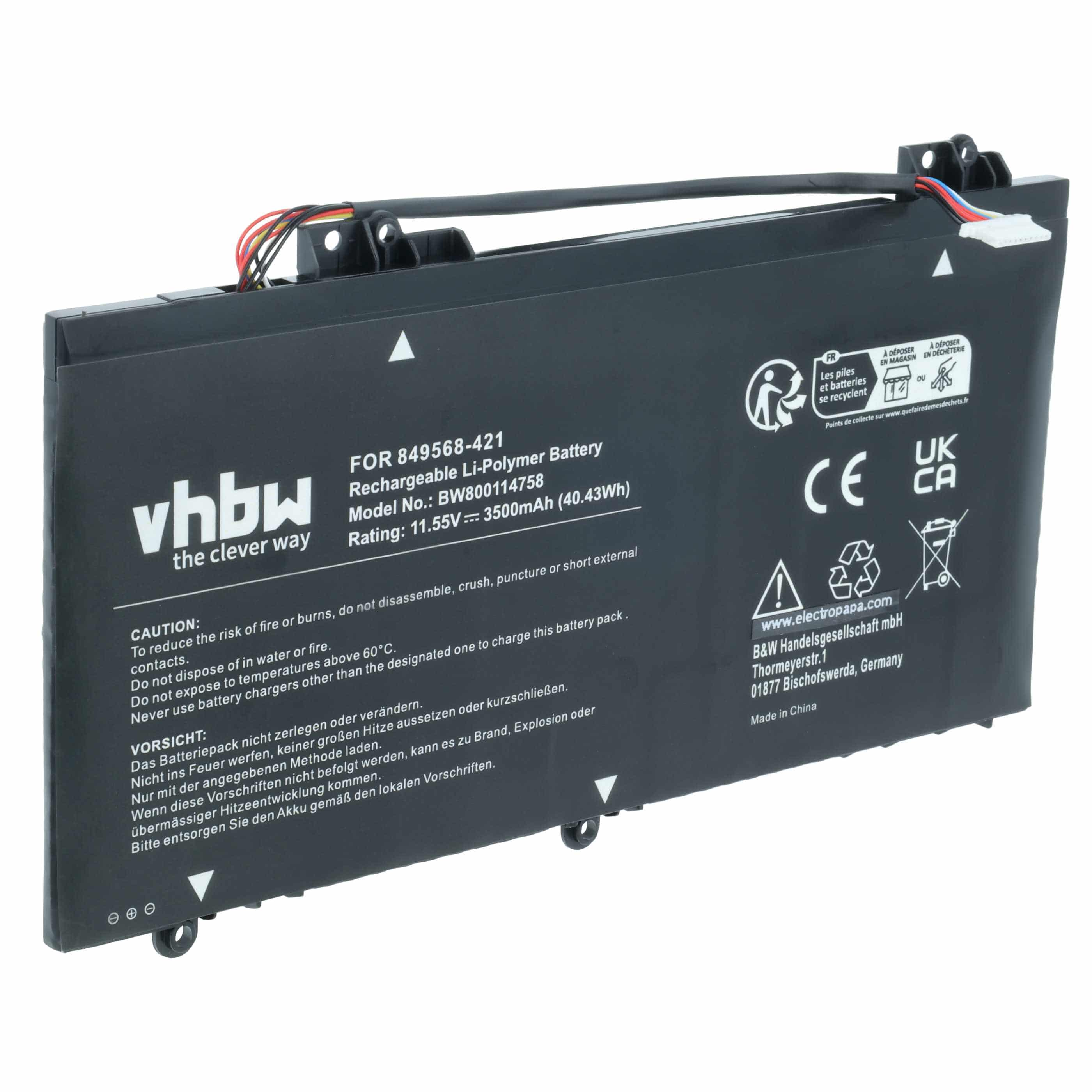 Akumulator do laptopa zamiennik HP 849909-850, 849568-421, 849908-850 - 3500 mAh 11,55 V Li-Ion, czarny