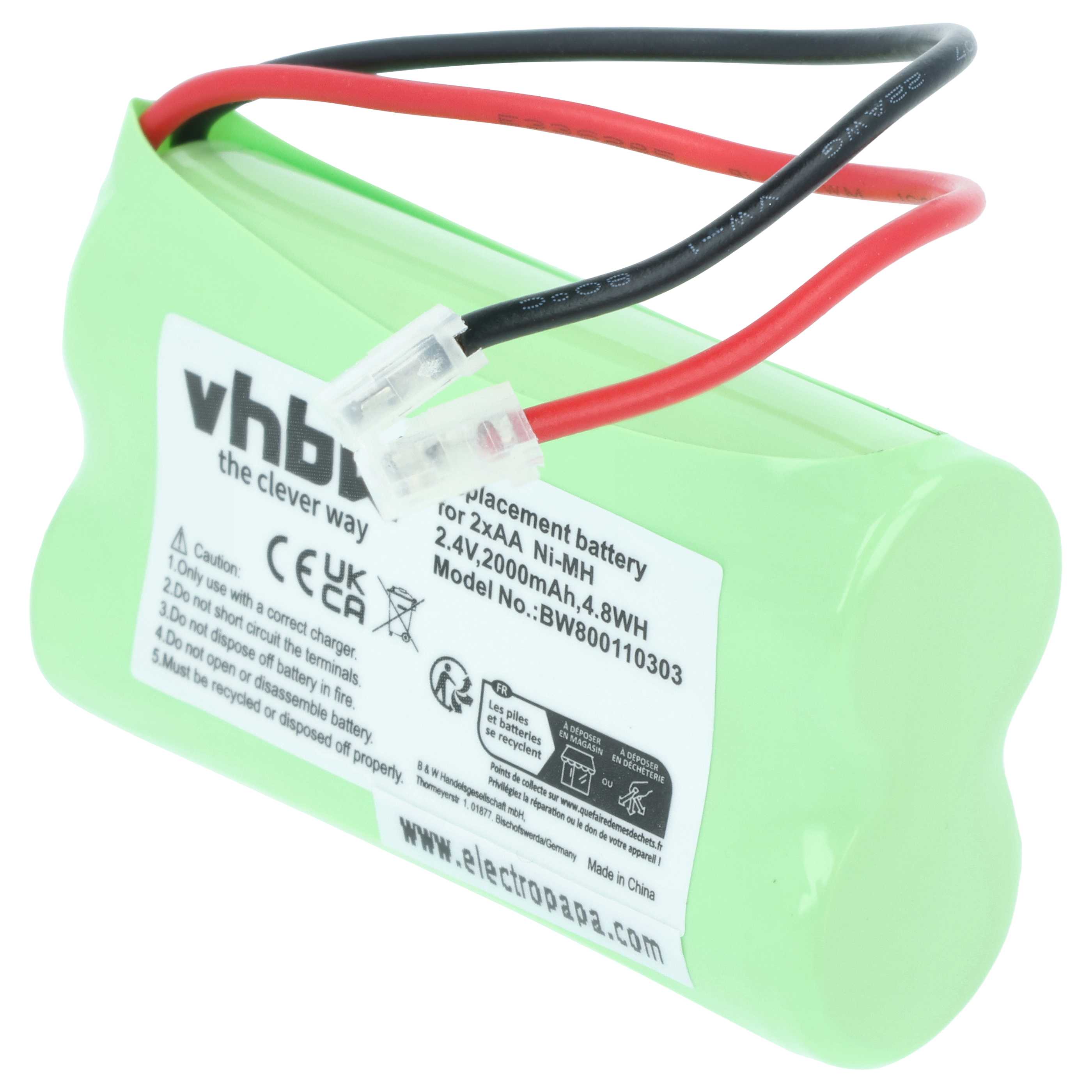 Batterie divers appareils - 2000mAh 2,4V NiMH remplacement pour 2x AA Mignon