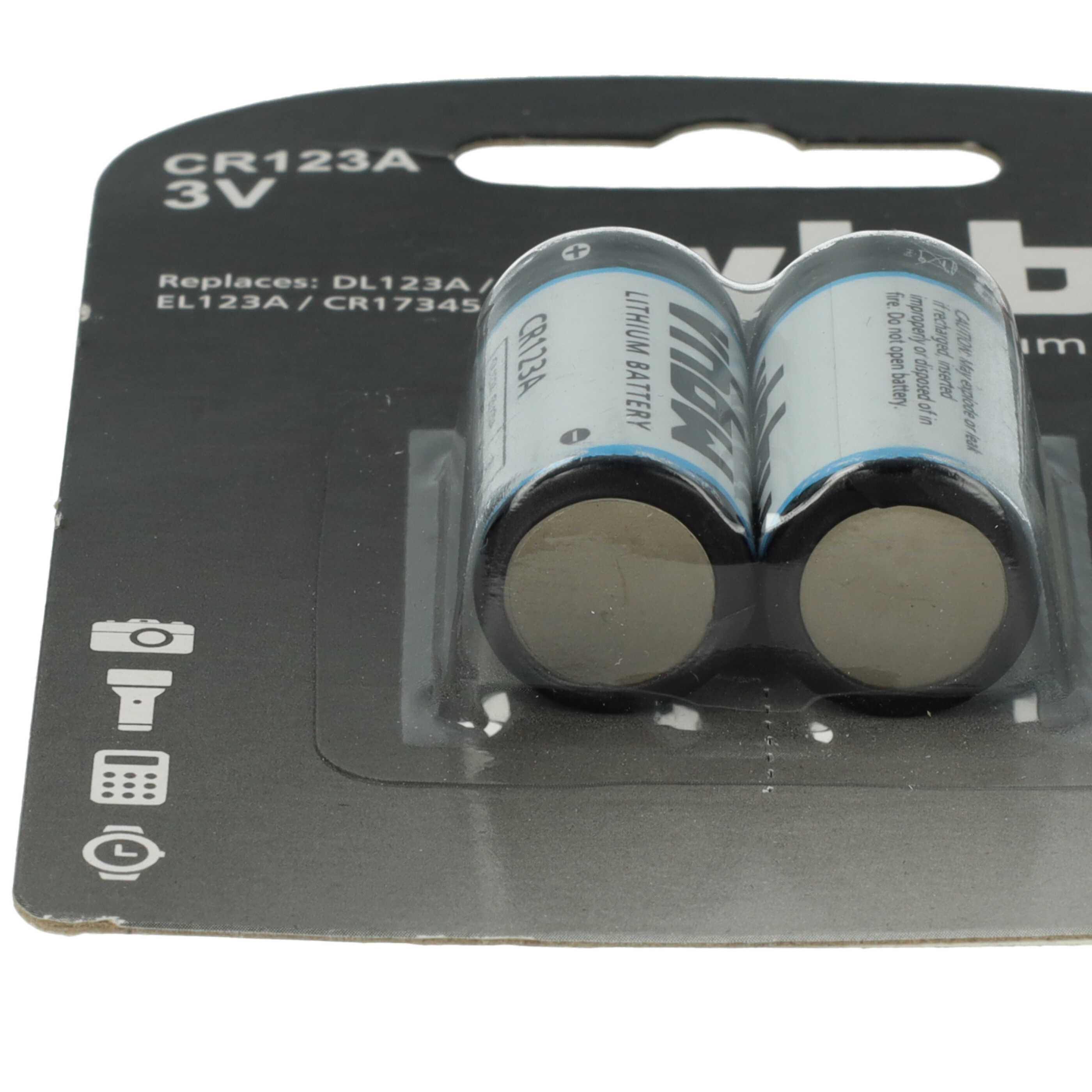 2x Batería reemplaza 16340, CR17345, CR123A para diversos dispositivos - 1600 mAh 3 V Li-Ion - universal