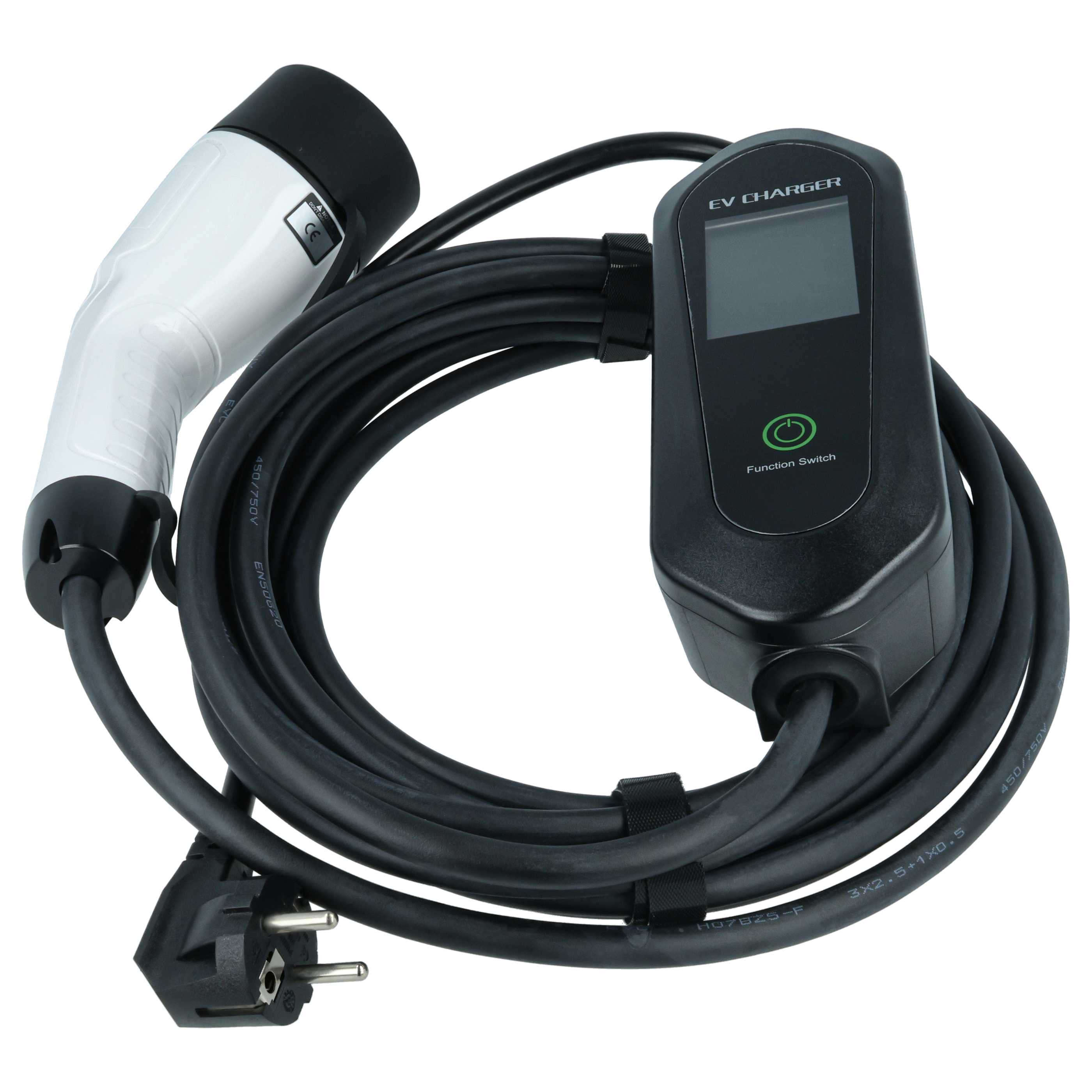 Charging Cable - Type 2 to Euro Socket Cable, Single-Phase, 16 A, 3.5 kW, 7 m