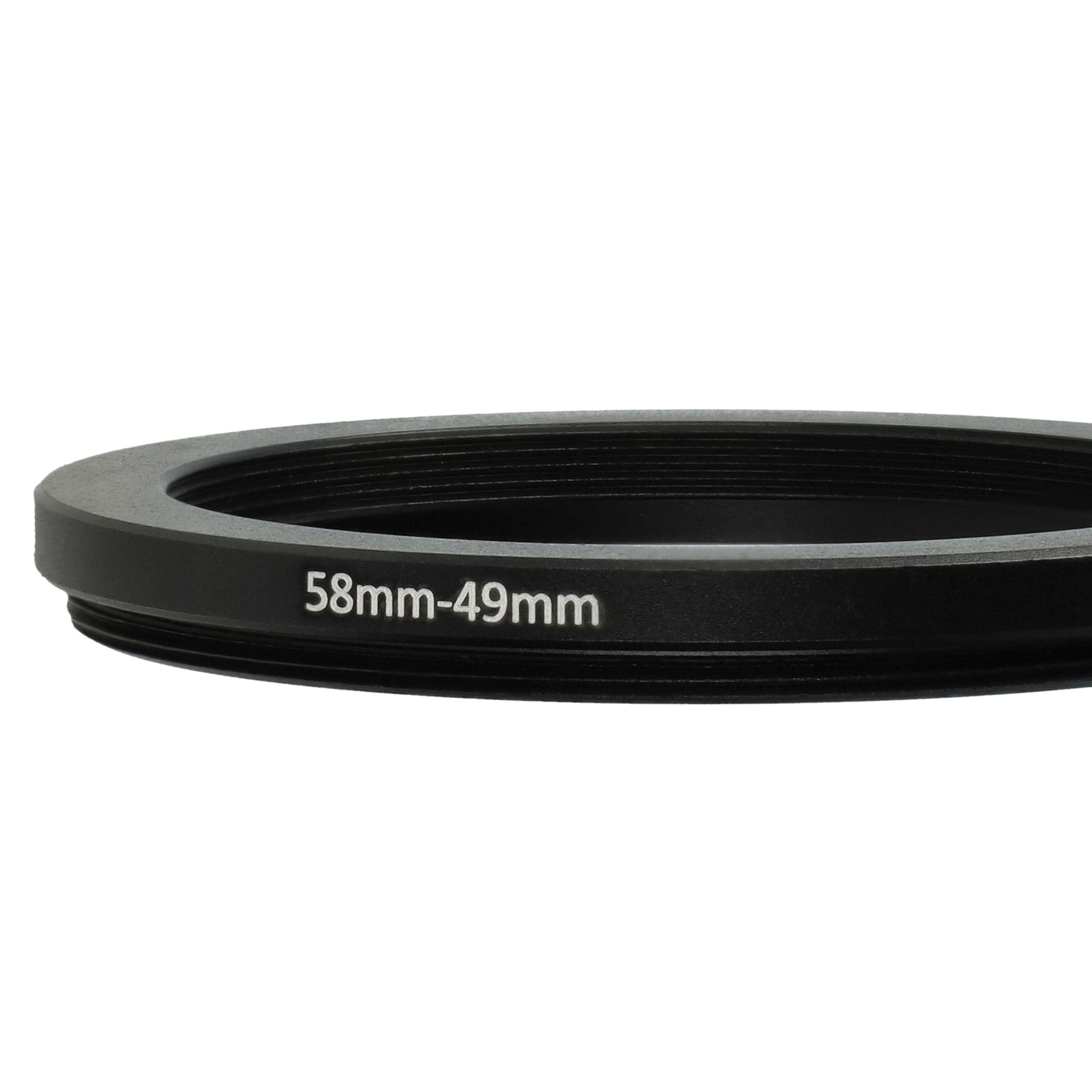 Redukcja filtrowa adapter Step-Down 58 mm - 49 mm pasująca do obiektywu - metal, czarny
