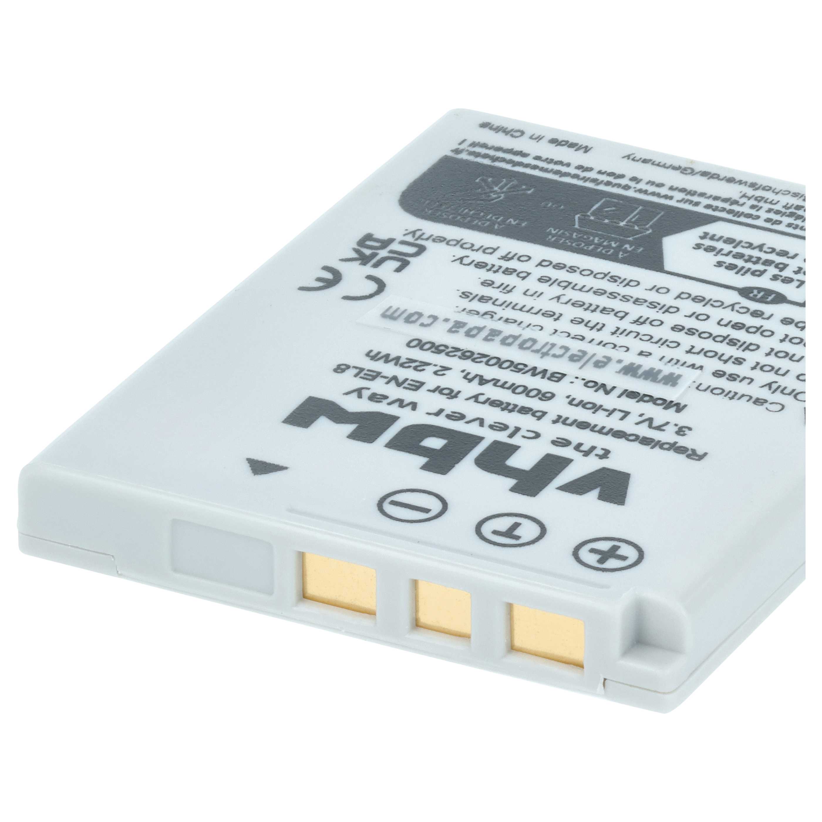 Battery replaces Nikon EN-EL8 - 600mAh, 3.6V, Li-Ion