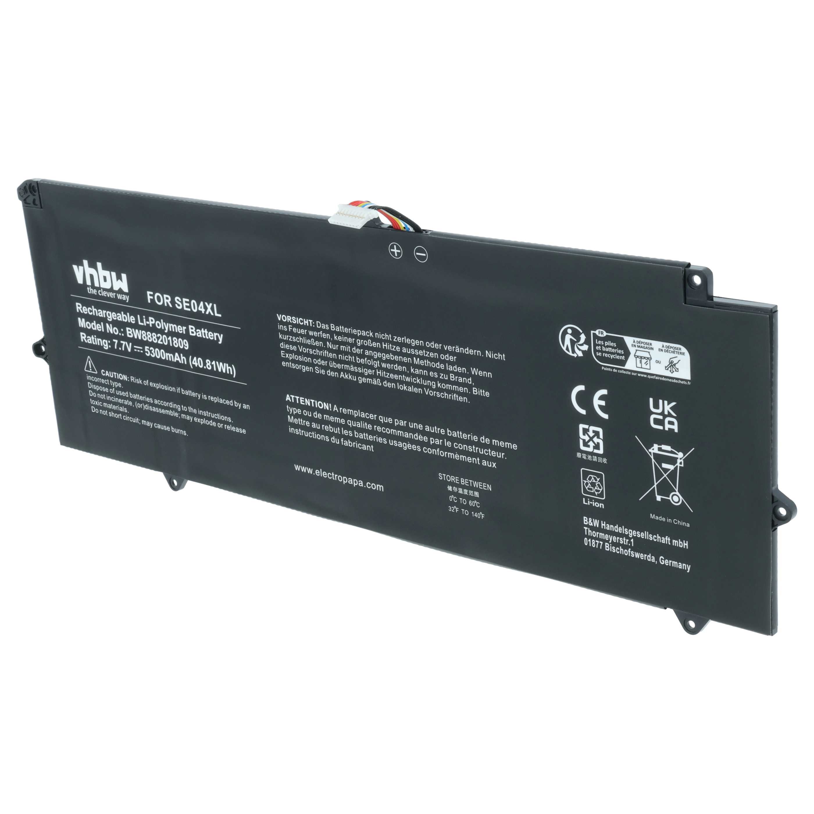 Batteria sostituisce HP HSTNN-DB7Q, 860724-2B1, 860724-2C1, 860708-855 per notebook - 5300mAh 7,7V Li-Poly