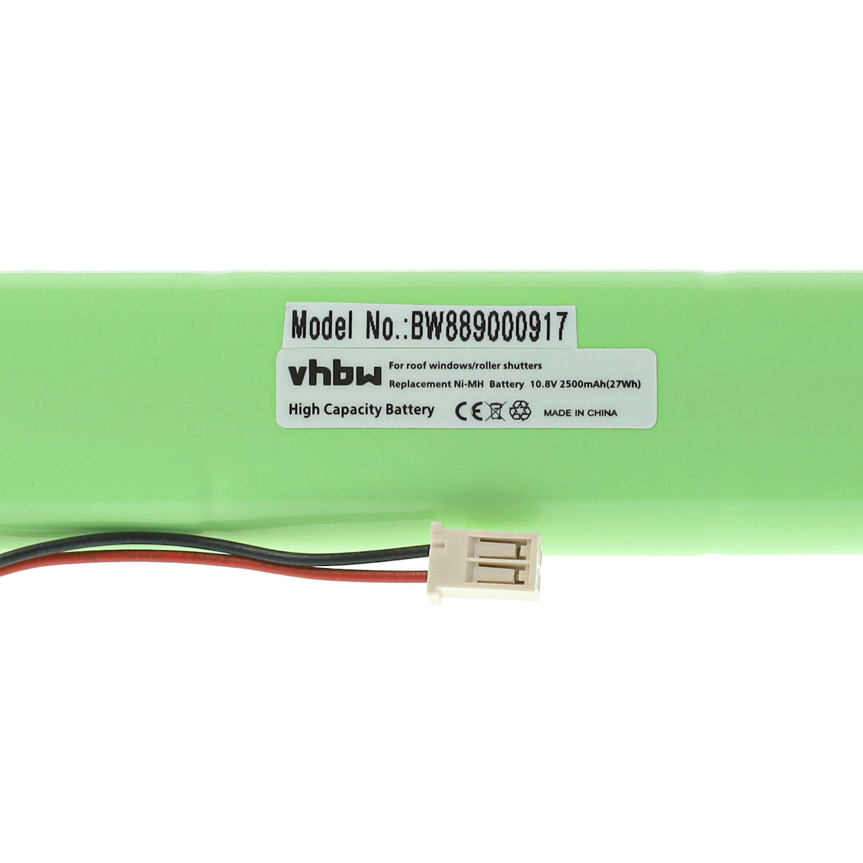2x Batería reemplaza Velux 946930, 946933 para persiana claraboya (2500 mAh, 10,8 V, NiMH, con cable)