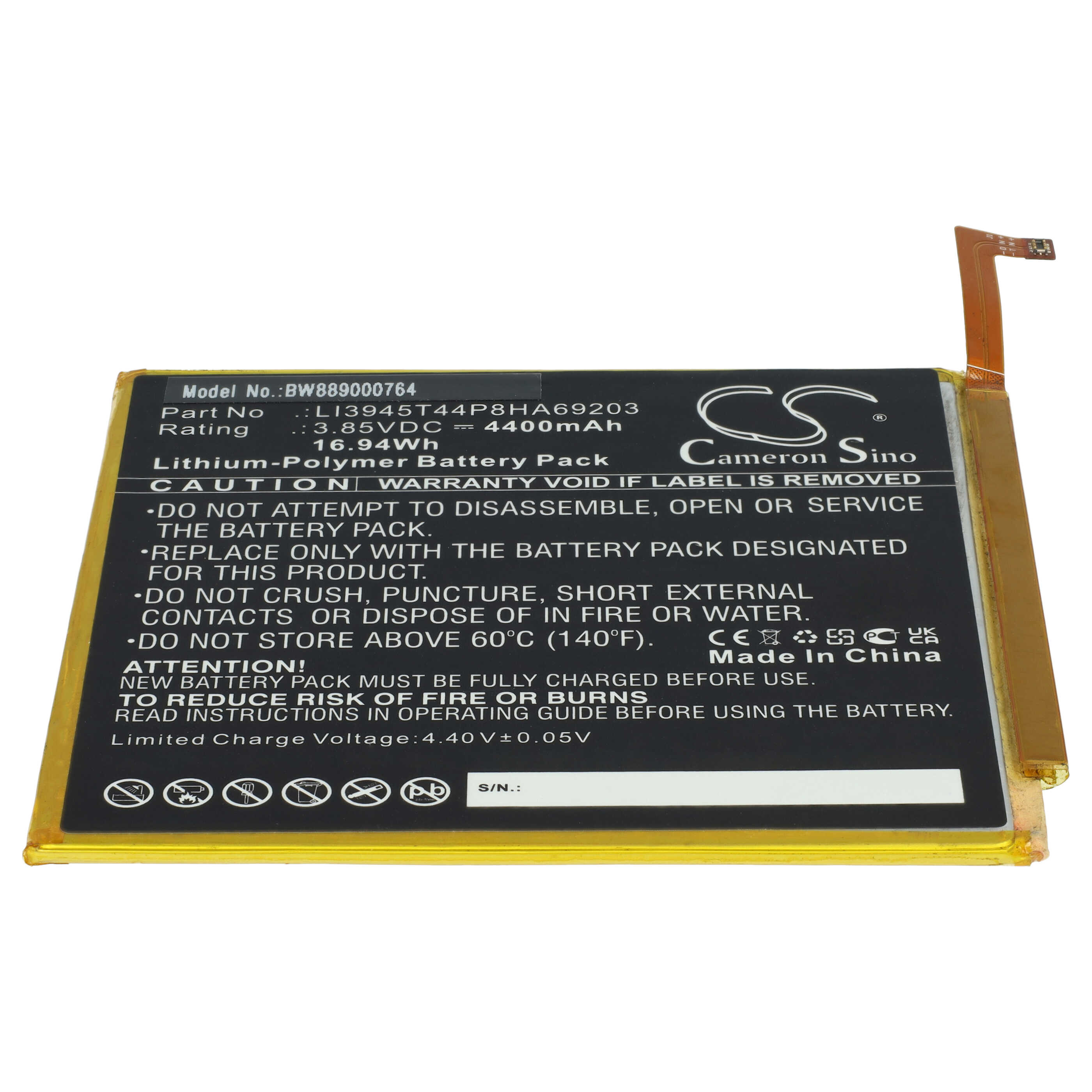Tablet-Akku als Ersatz für ZTE LI3945T44P8HA69203 - 4400mAh 3,85V Li-Polymer