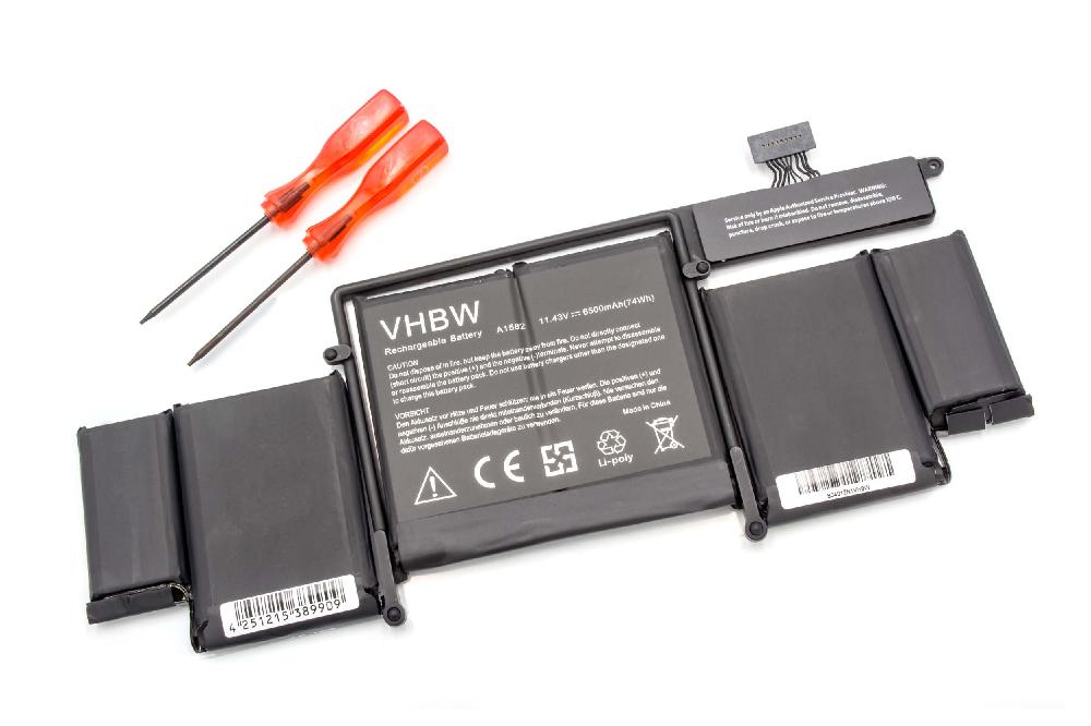 Batería reemplaza A1582 para notebook Apple - 6500 mAh 11,43 V Li-poli