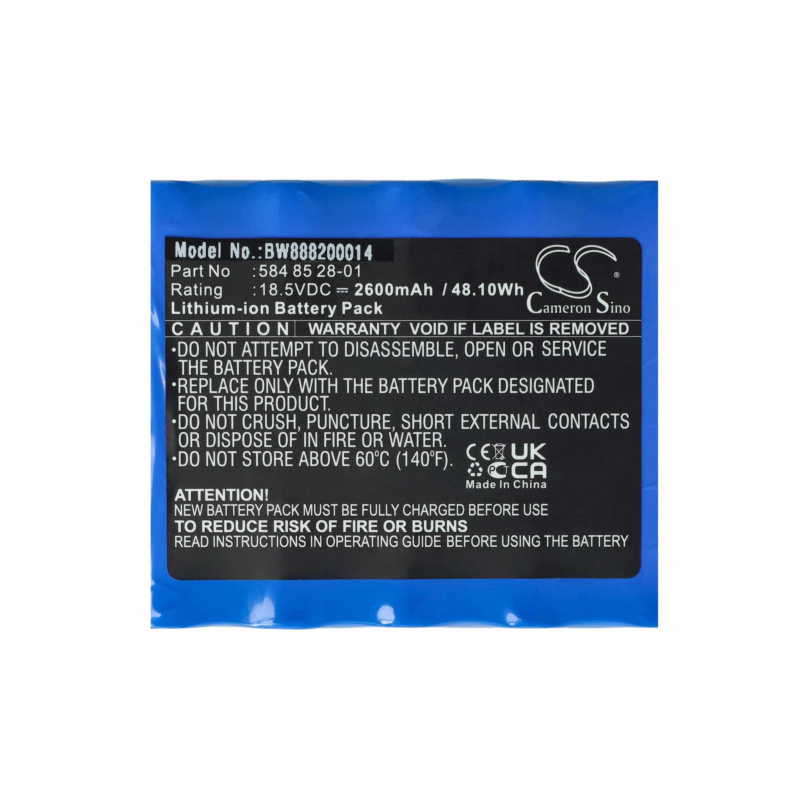 2x Battery replaces Husqvarna 584 85 28-01, 584 82 28-02, 584 82 28-01, 584 85 28-02 - 2600 mAh 18.5 V Li-Ion