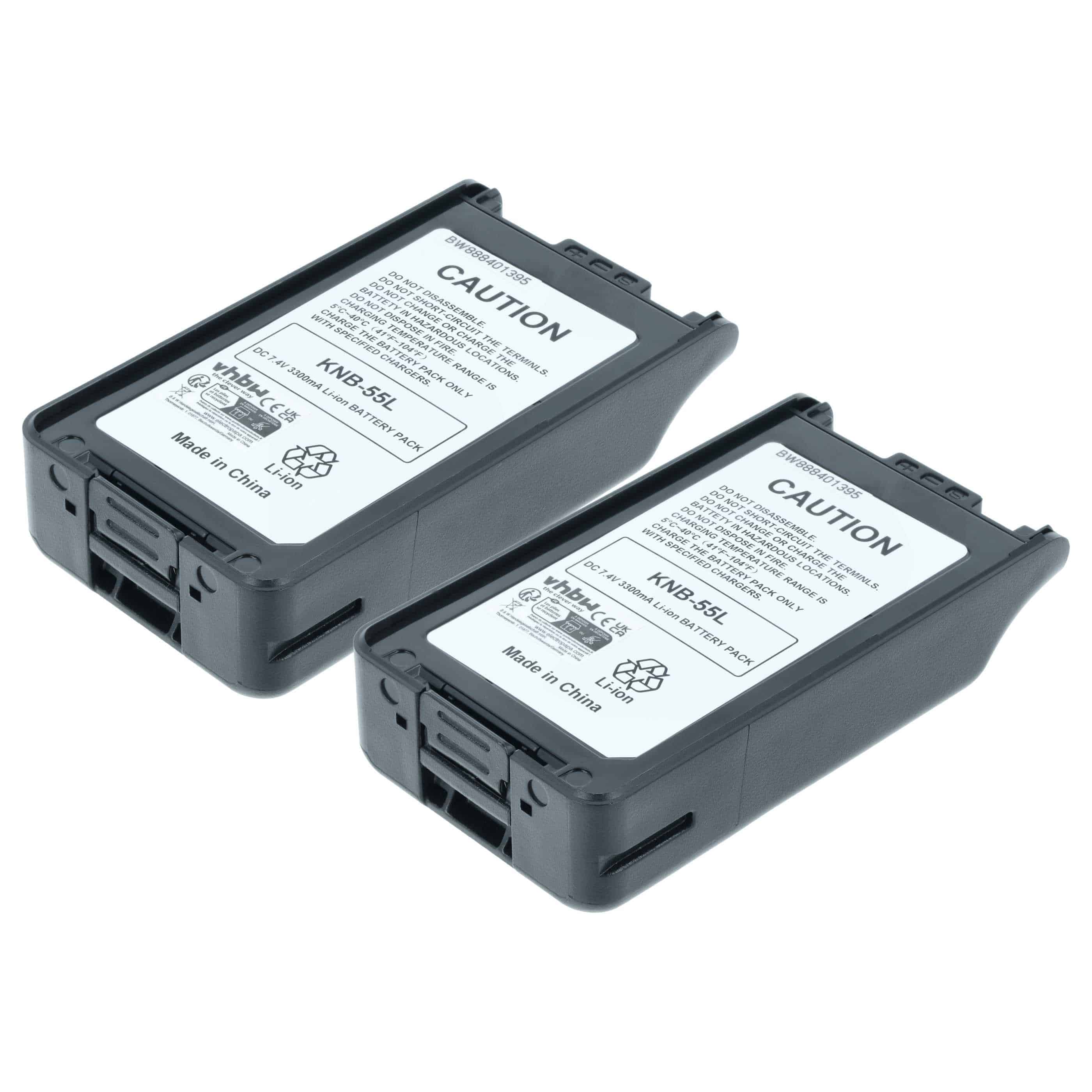 Radio 2x Battery replaces Kenwood KNB-57L, KNB-78L, KNB-55L, KNB-56N, KNB-24L, KNB-35L - 3300 mAh 7.4 V Li-Ion