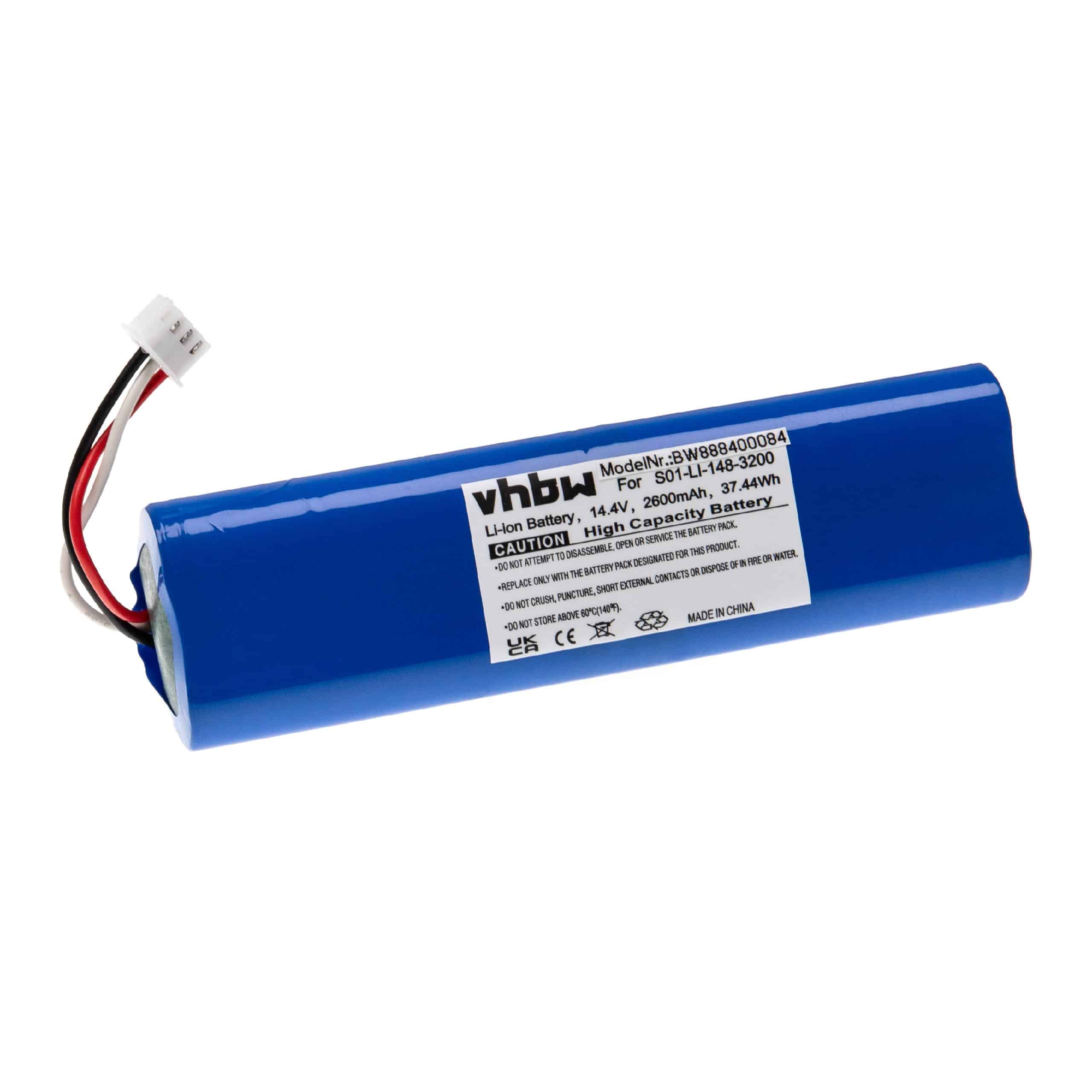 Battery Replacement for Ecovacs S01-LI-148-2600, S01-LI-148-3400, S01-LI-148-3200 for - 2600mAh, 14.4V, Li-ion