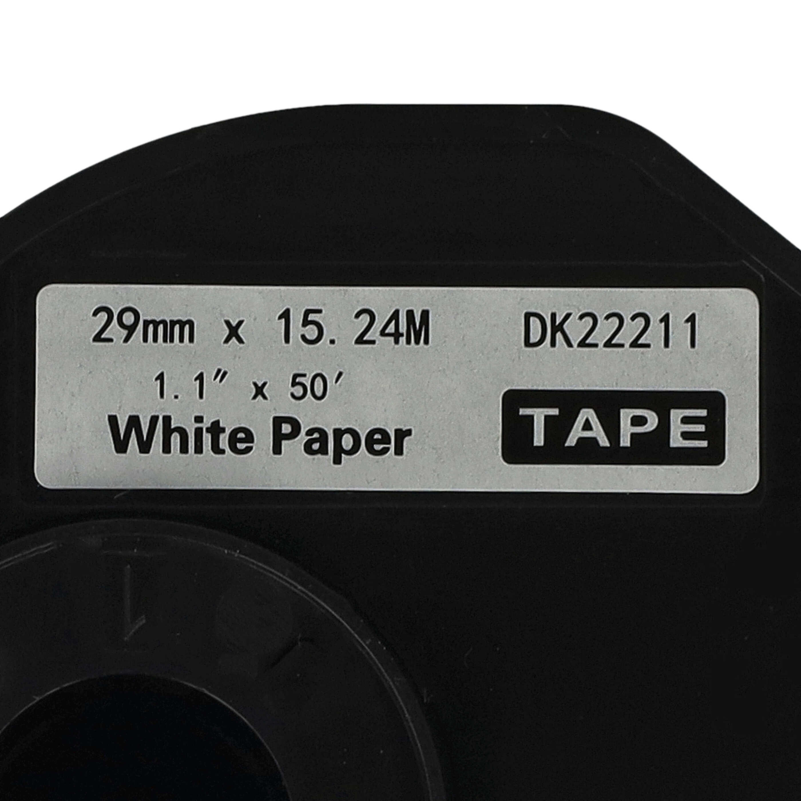 10x Label Roll replaces Brother DK-22211 for Labeller - 29 mm x 15.24 m + Holder