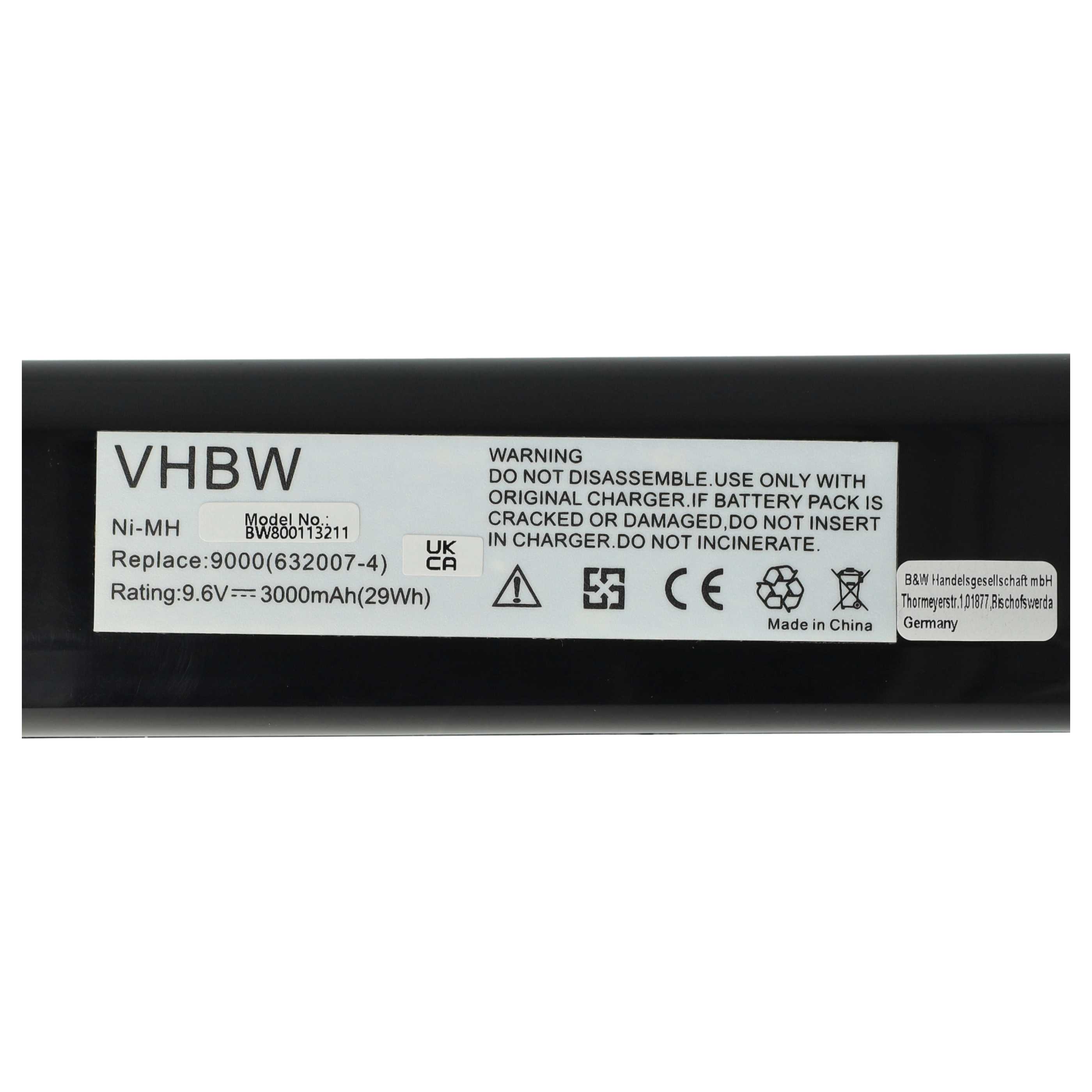 3x Battery replaces Makita 193890-9, 193889-4, 192533-0, 191681-2 Electric Power Tool - 3000 mAh, 9.6 V, NiMH