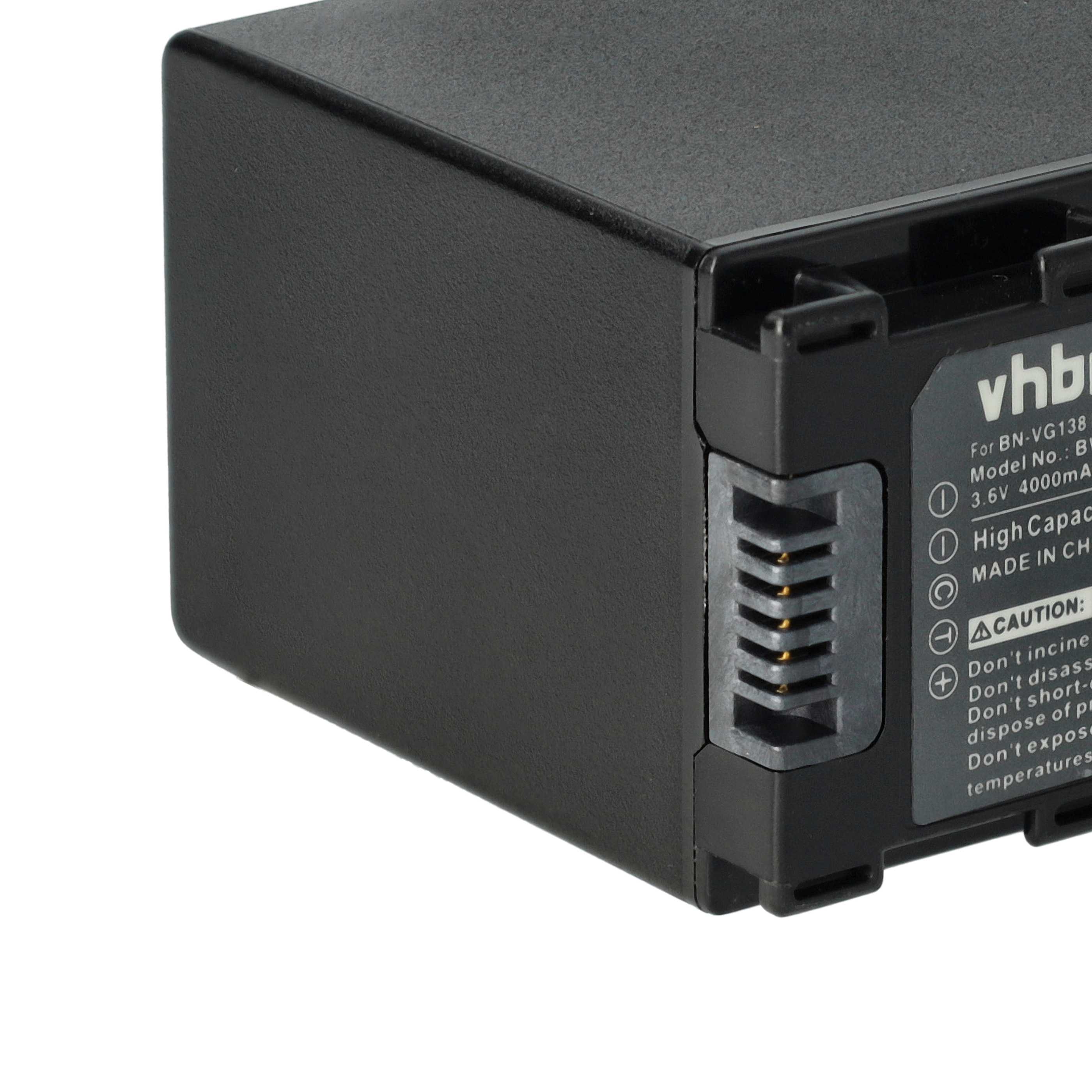 Videocamera Battery replaces JVC BN-VG138SU, BN-VG138, BN-VG138E, BN-VG138AC - 4000 mAh 3.6 V Li-Ion