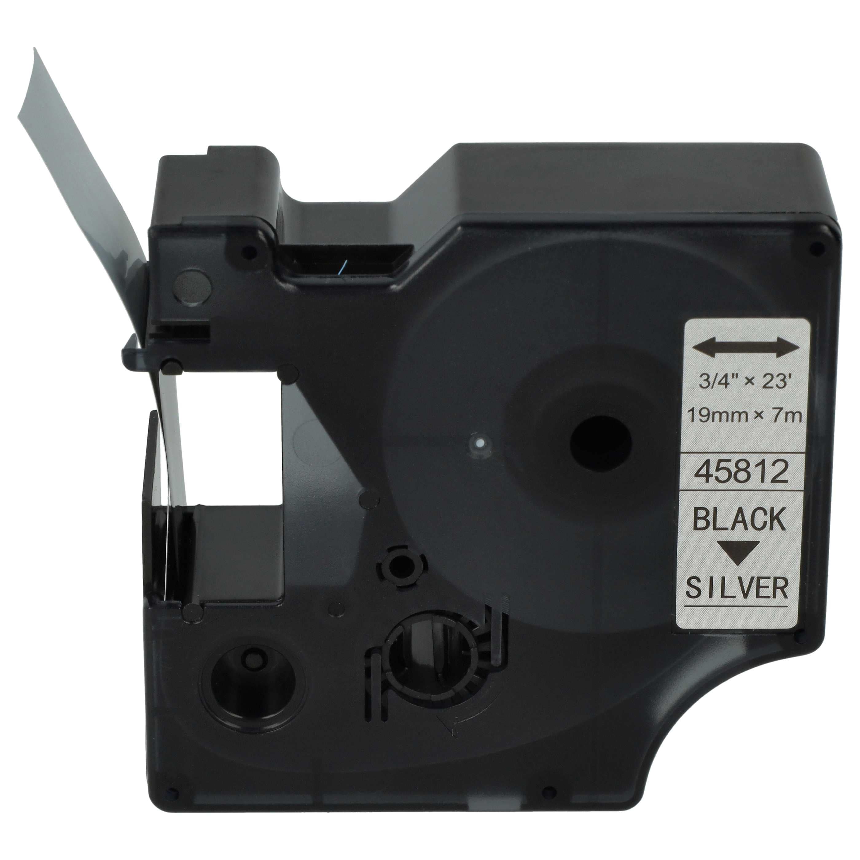 Label Tape replaces Dymo D1, 45812 - 19 mm Black to Silver
