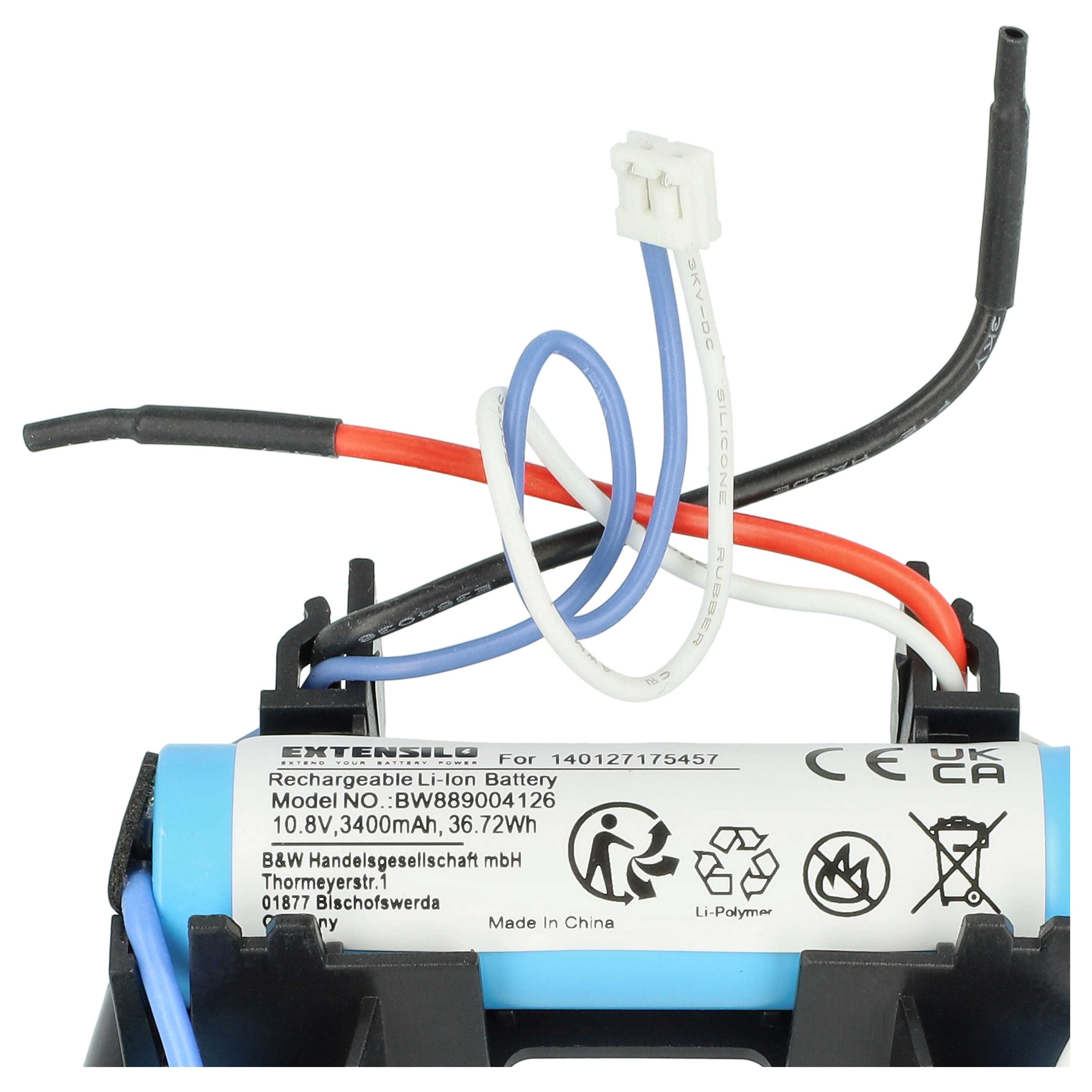 Battery replaces AEG 140127175457 for Electrolux etc. 3400mAh, 10.8V, Li-Ion