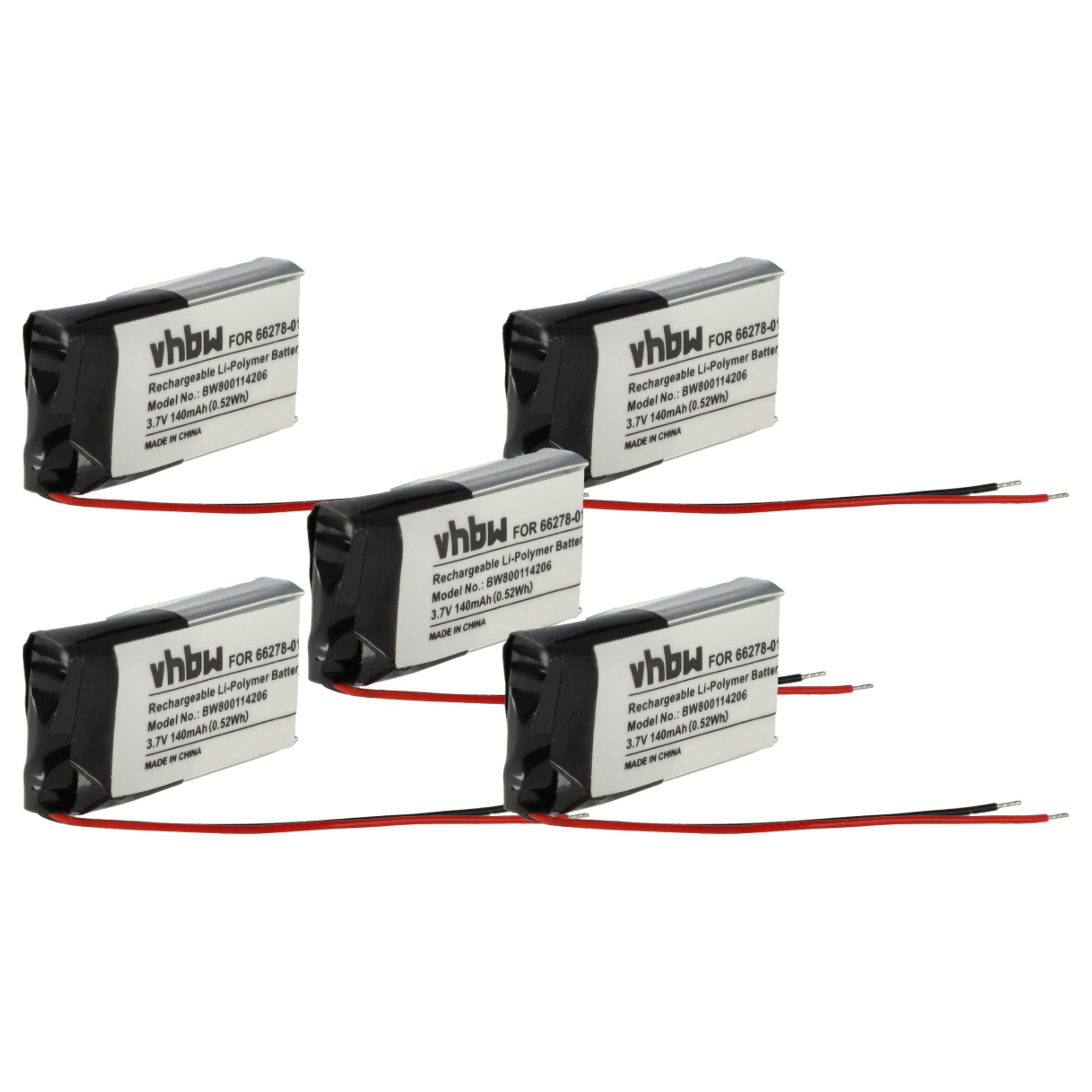 5x Akumulator do słuchawek bezprzewodowych zamiennik Plantronics 66278-01, 79879-01 - 140 mAh 3,7 V LiPo