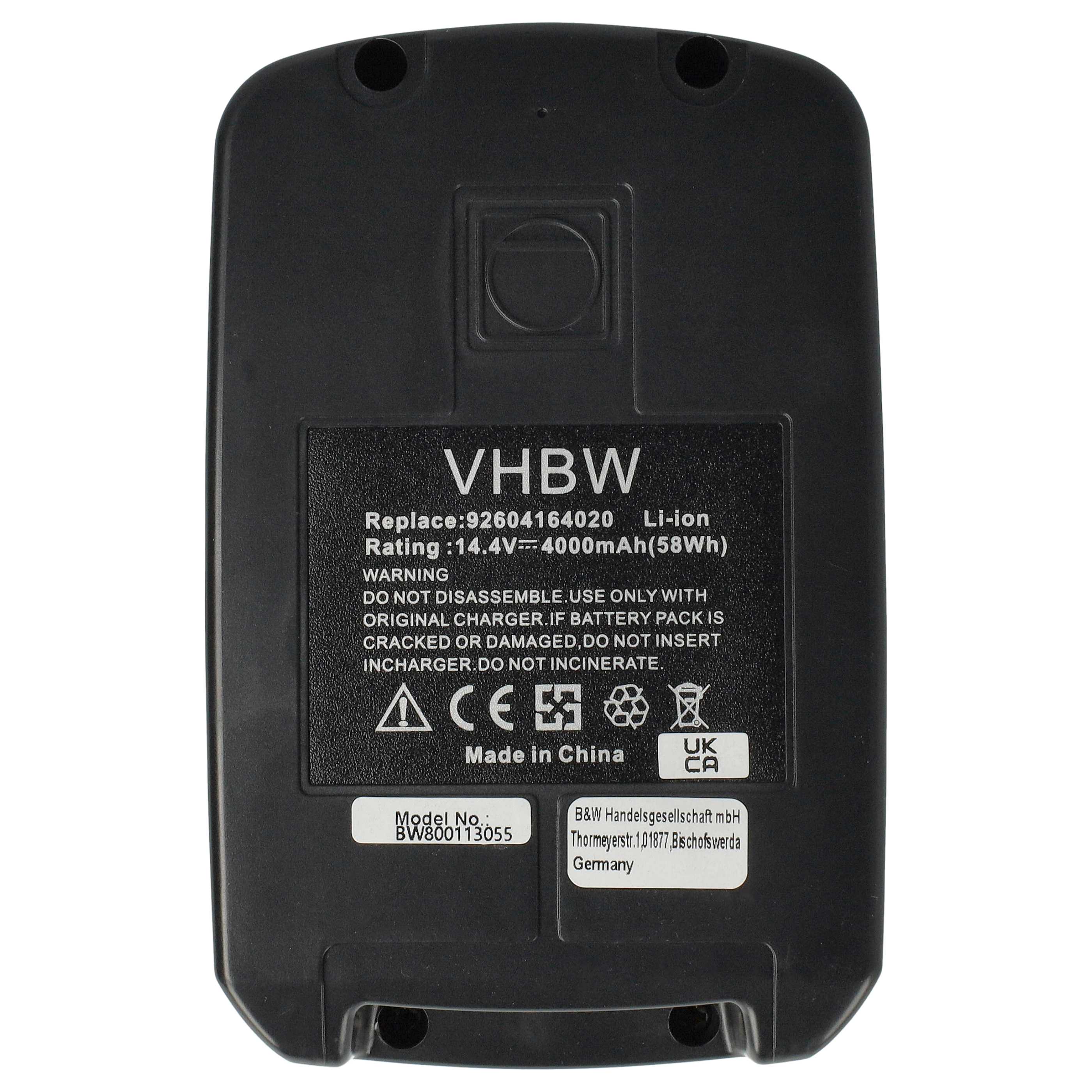 2x Battery replaces Fein B14A.164.01, 92604164020 Electric Power Tool - 4000 mAh, 14.4 V, Li-Ion