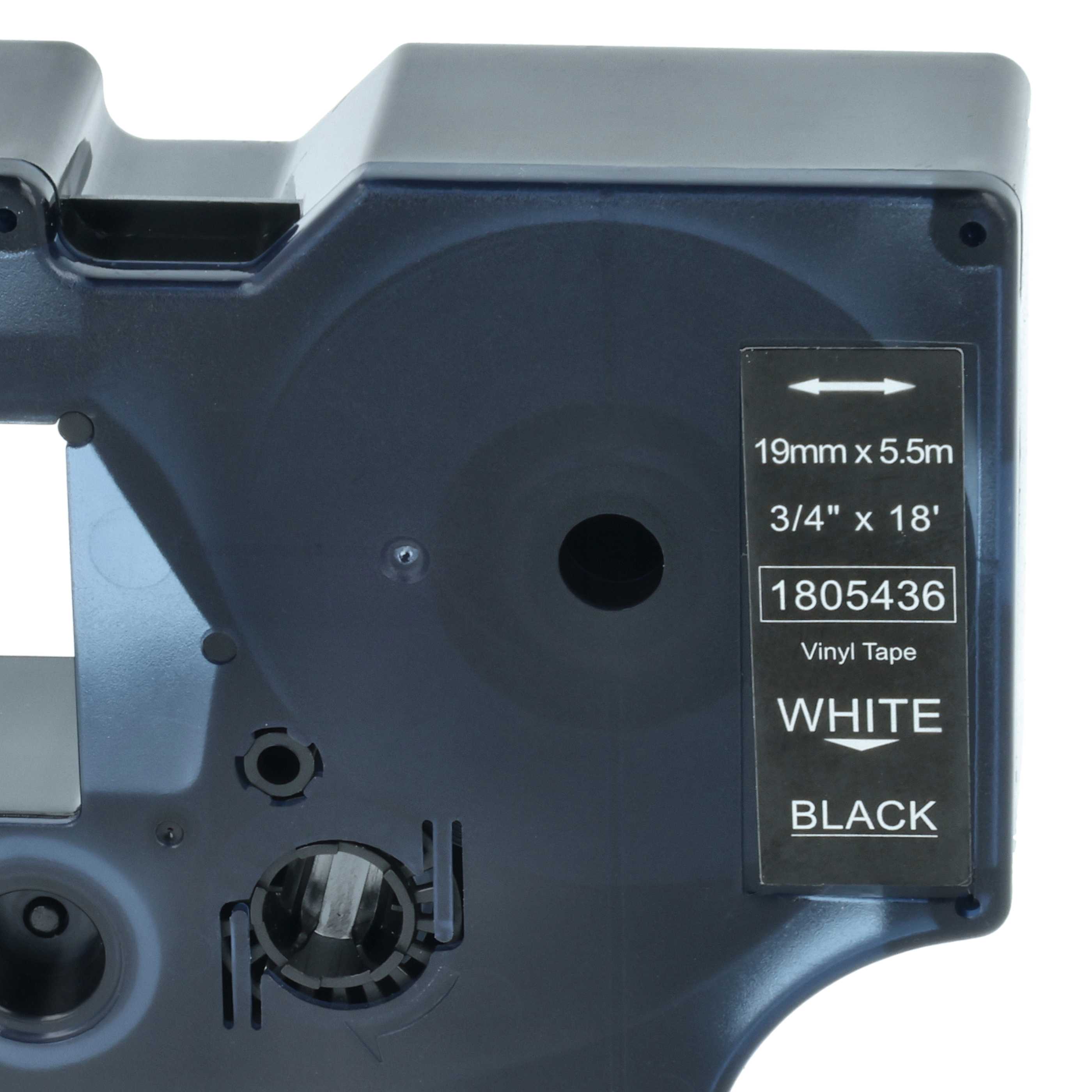 Label Tape replaces Dymo 1805436 - 19 mm White to Black, Vinyl