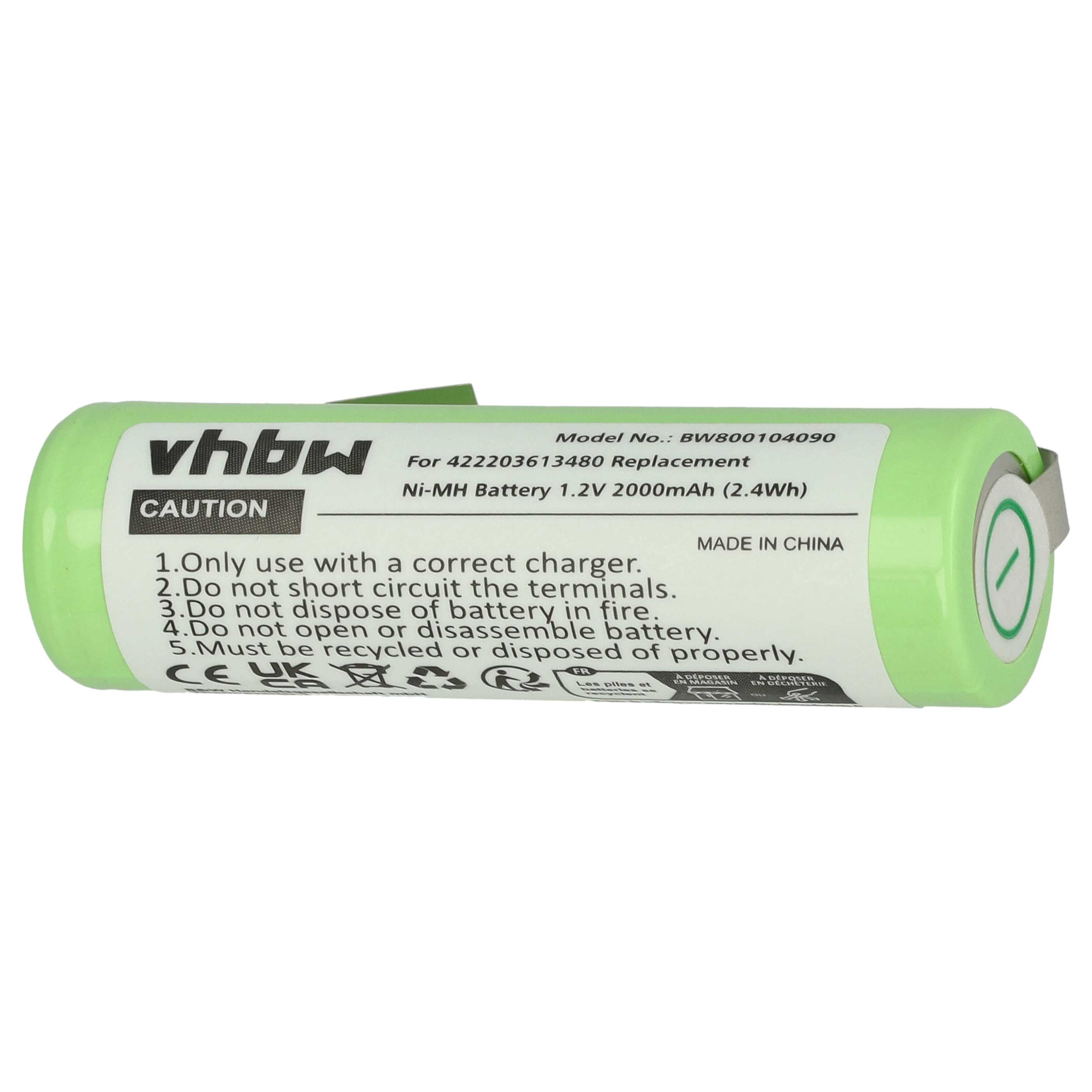 Electric Razor Battery Replacement for Philips 422203613480 - 2000 mAh 1.2 V NiMH