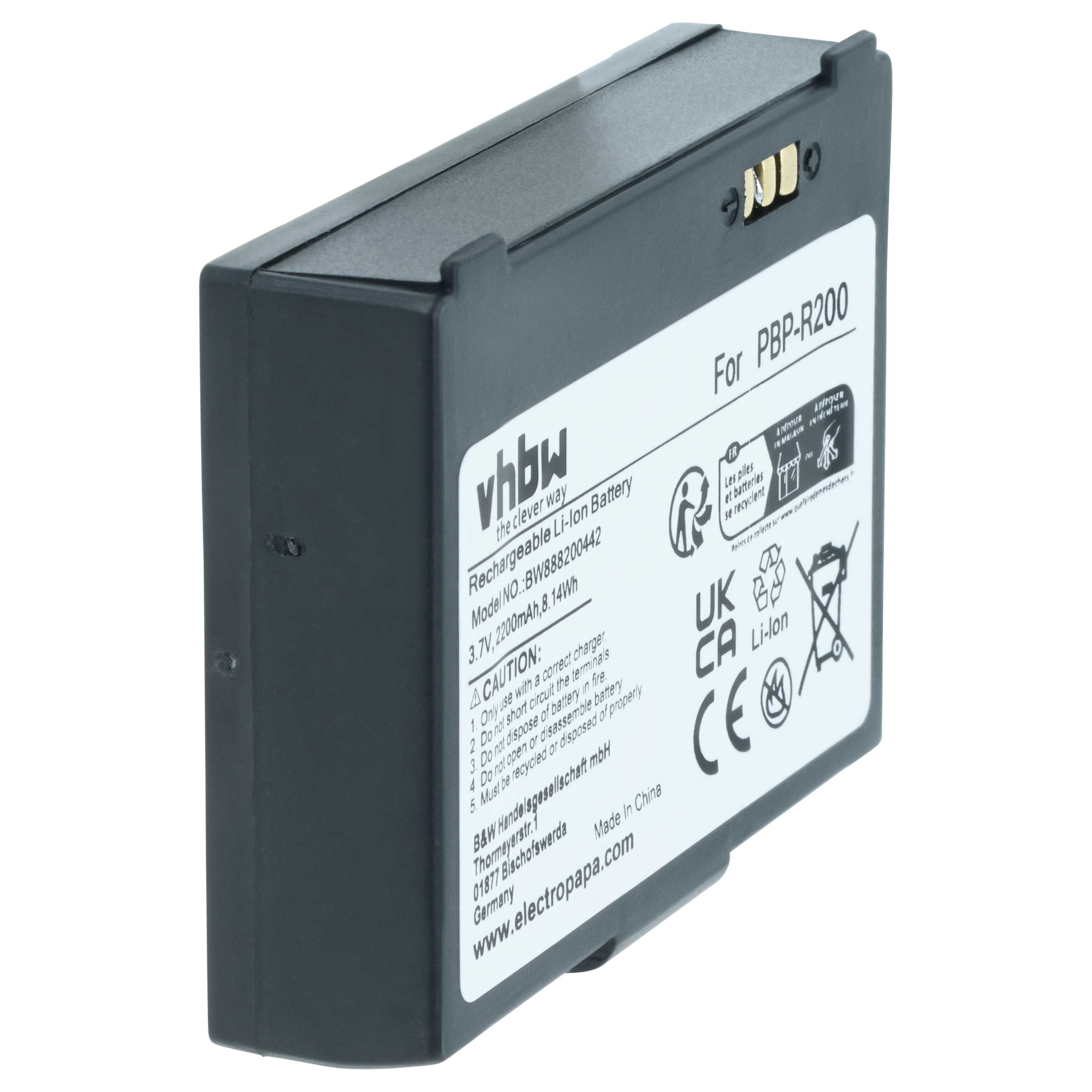 Printer Battery replaces Bixolon PBP-R200 - 2200 mAh 3.7 V Li-Ion