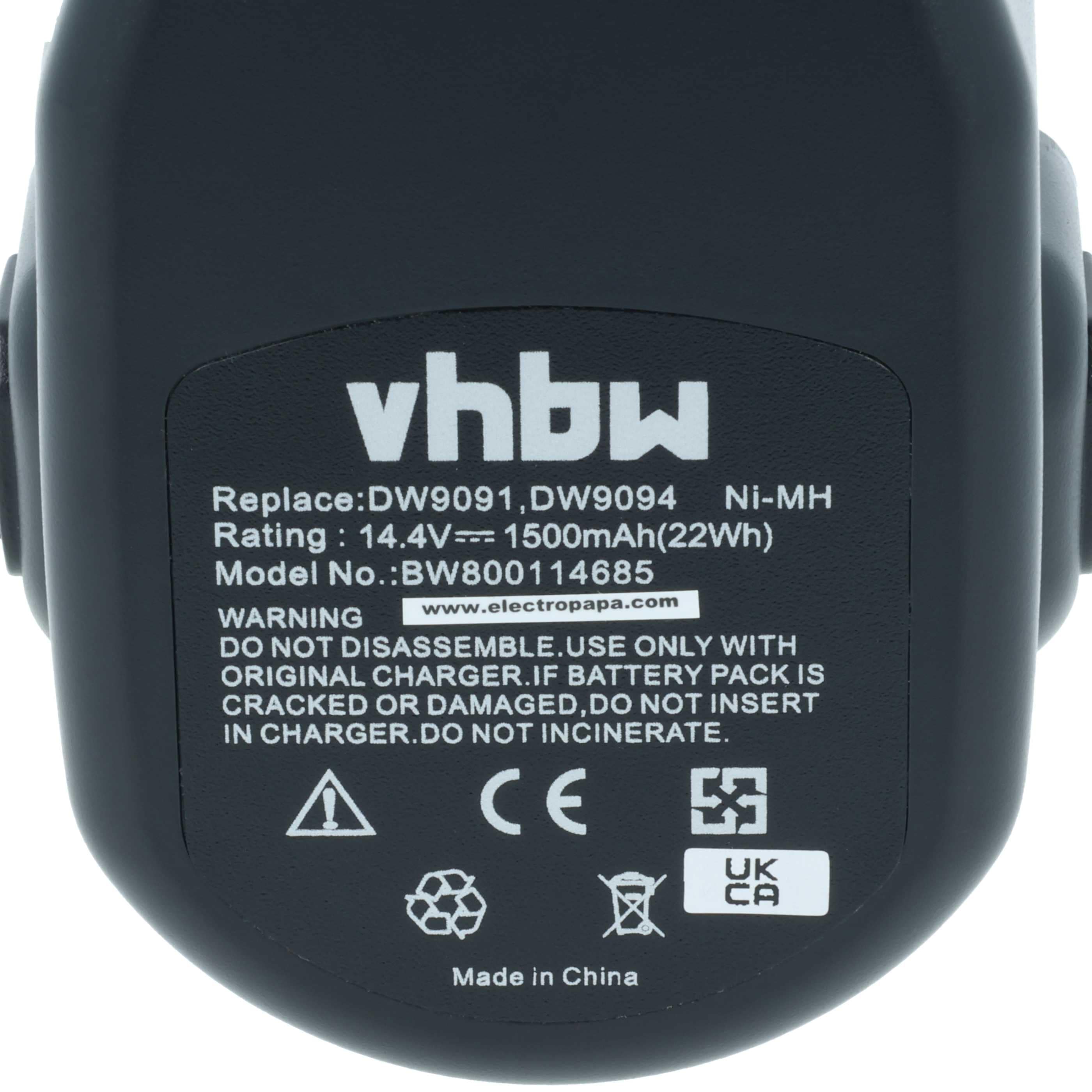 Akku (2x Stück) 14,4V als Ersatz für Dewalt DE9038, DC9091, DE9092, DE9091, DE9502, DE9094 - 1,5Ah, NiMH