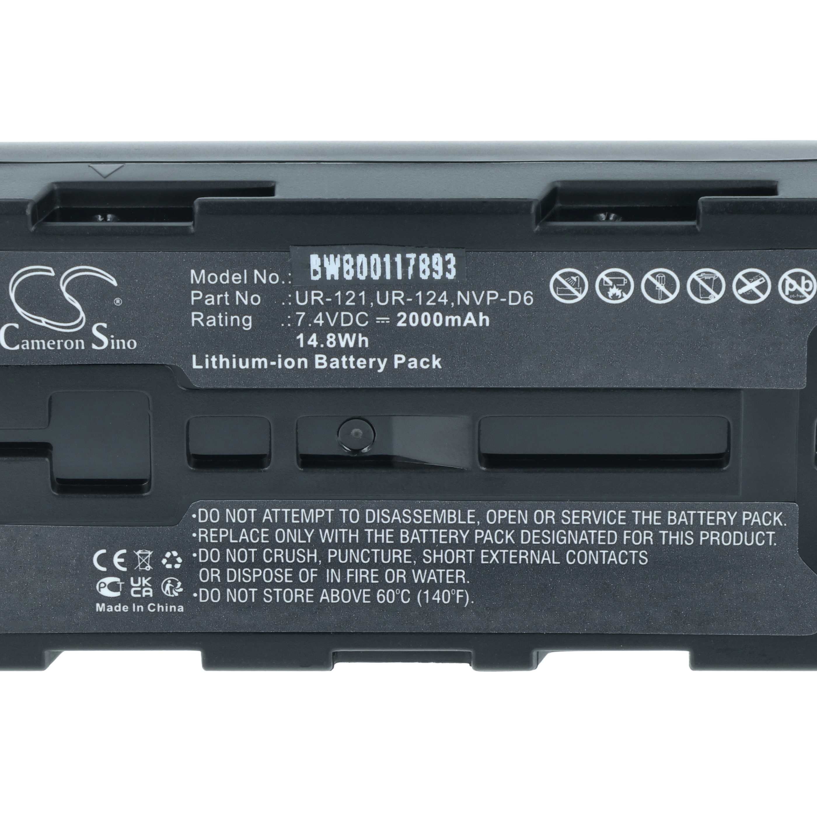 3x Batería reemplaza Sanyo UR-121D, UR-124D, UR-124, UR-121, NVP-D6 para cámara - 2000 mAh 7,4 V Li-Ion