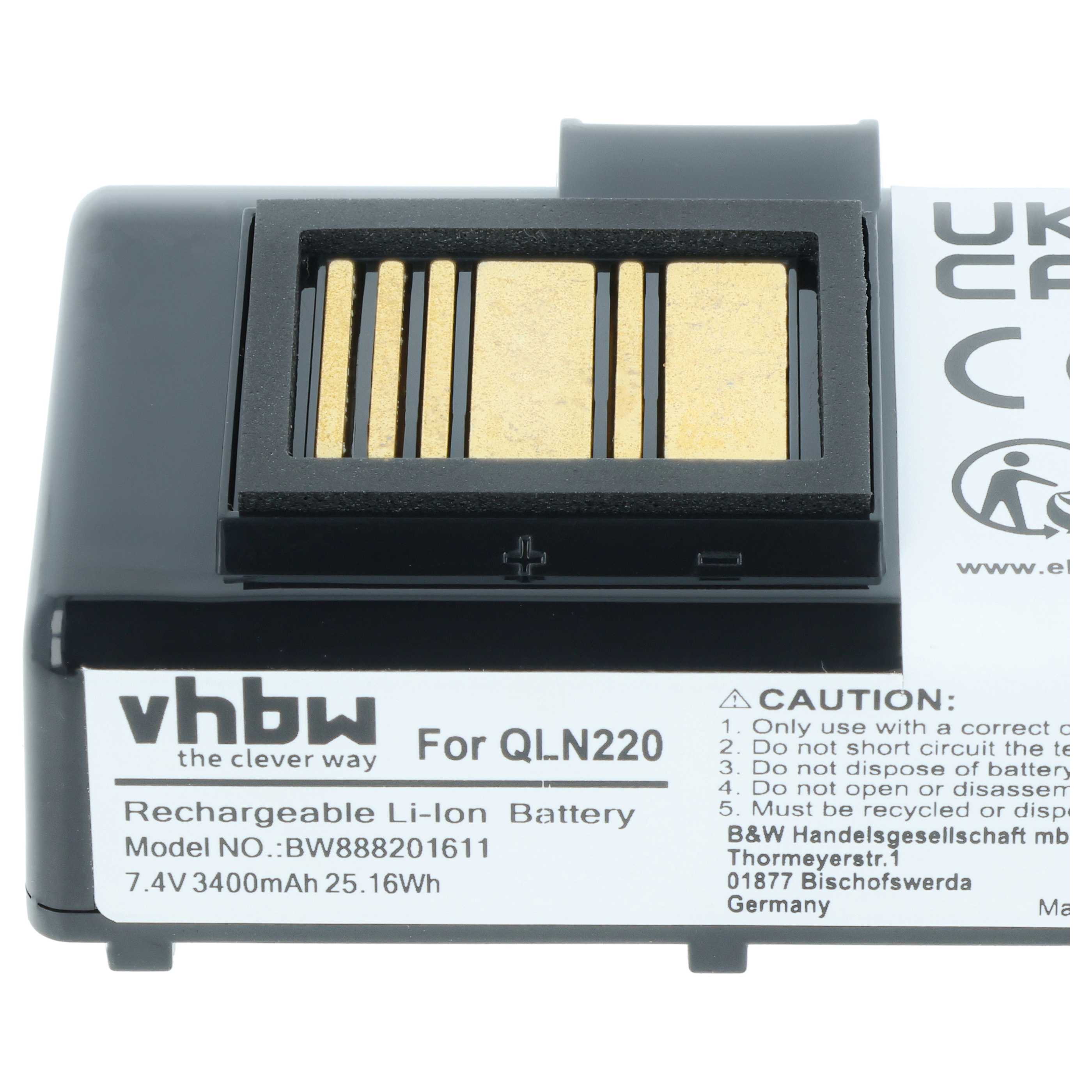 Printer 2x Battery replaces Zebra BTRY-MPP-34MAHC1-01, AT16004, BTRY-MPP-34MA1-01 - 3400 mAh 7.4 V Li-Ion