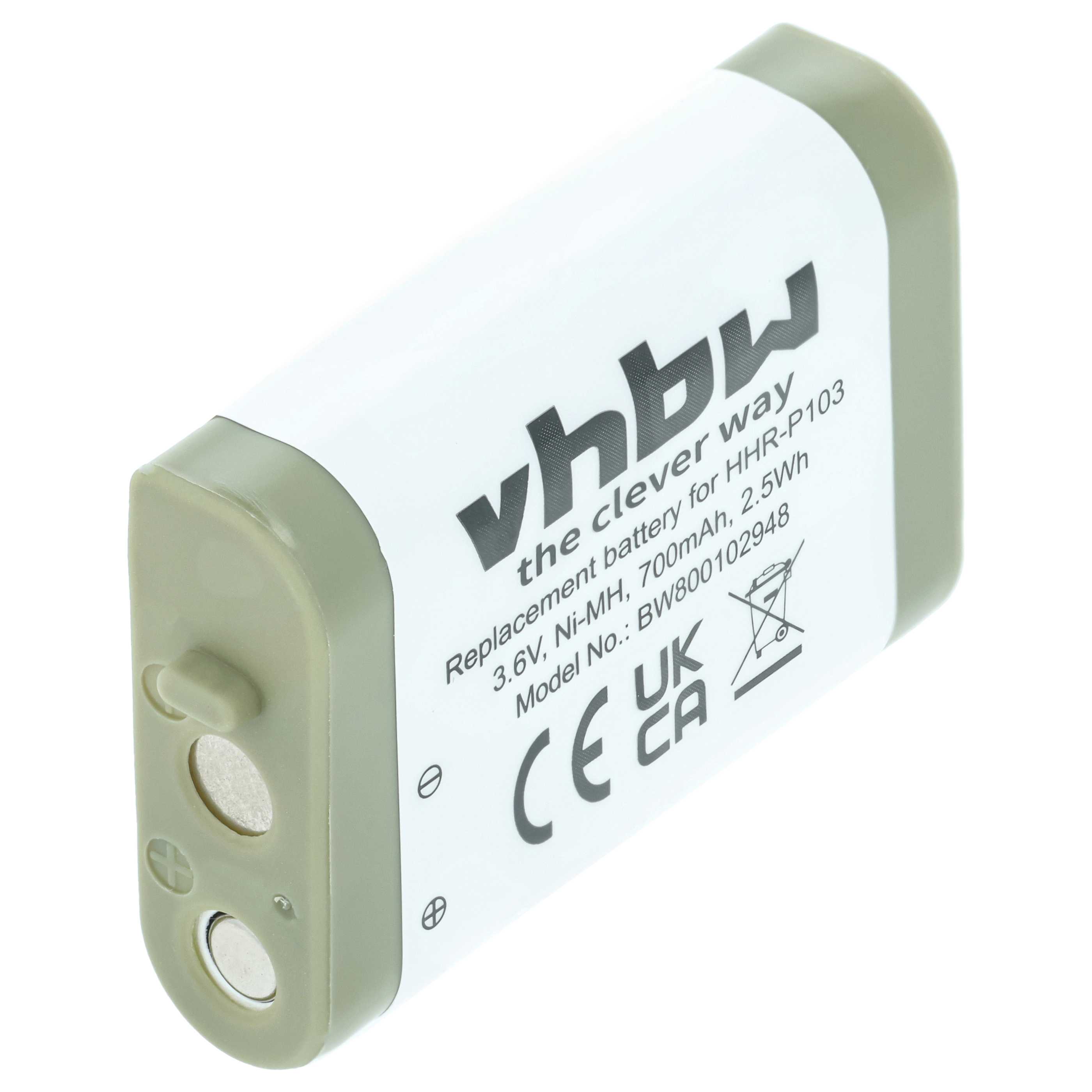 Battery replaces Panasonic N4HHGMB00005, N4HHGMB00001, N4HHGMN00001 for GE landline phone - 700 mAh 3.6 V NiMH