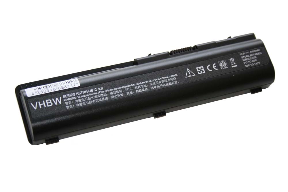 Batterie remplace HP 462890-541, 462890-542, 462890-761 pour ordinateur portable - 4400mAh 10,8V Li-ion, noir