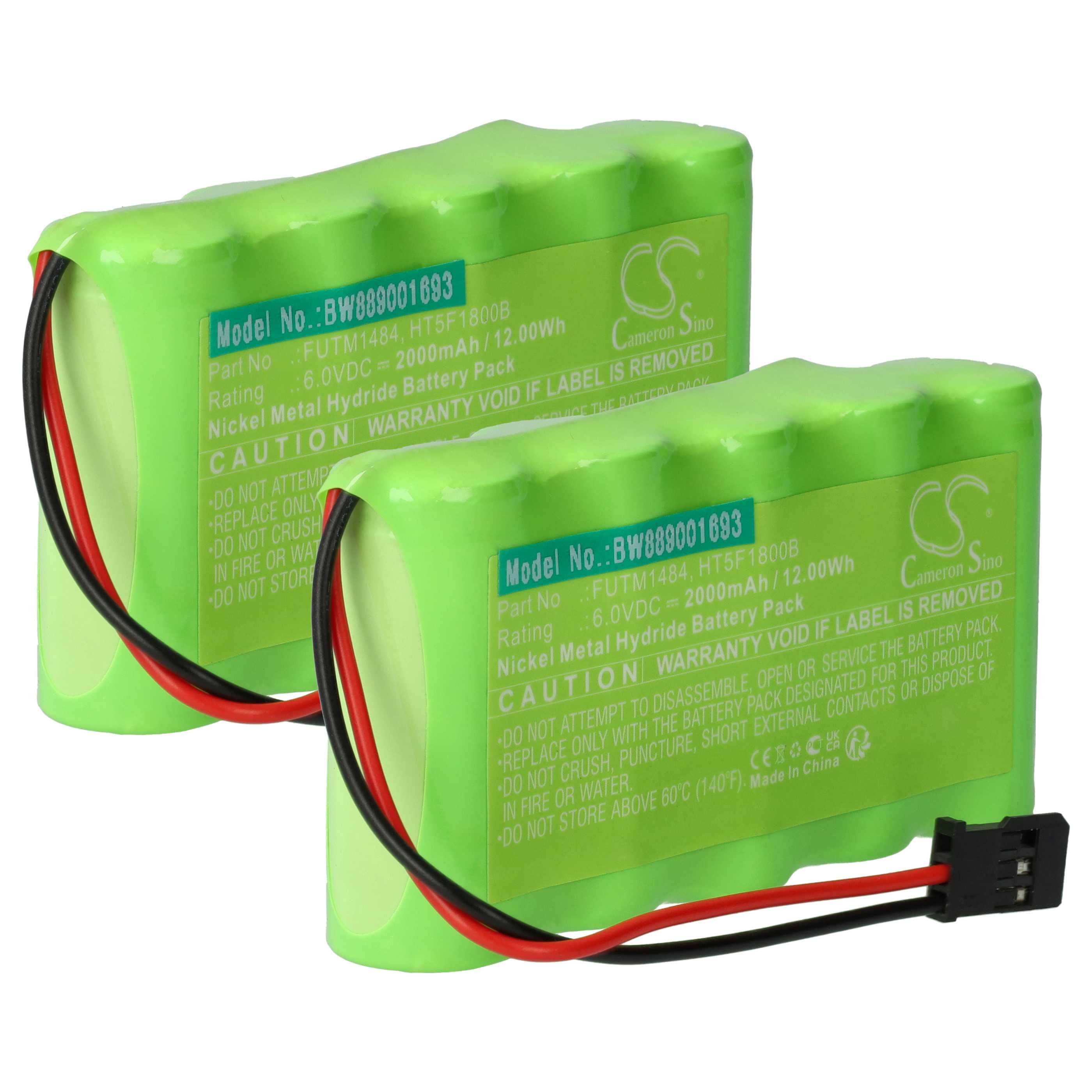 Transmitter 2x Battery replaces Futaba HT5F1800B, FUTM1484 - 2000 mAh 6 V NiMH