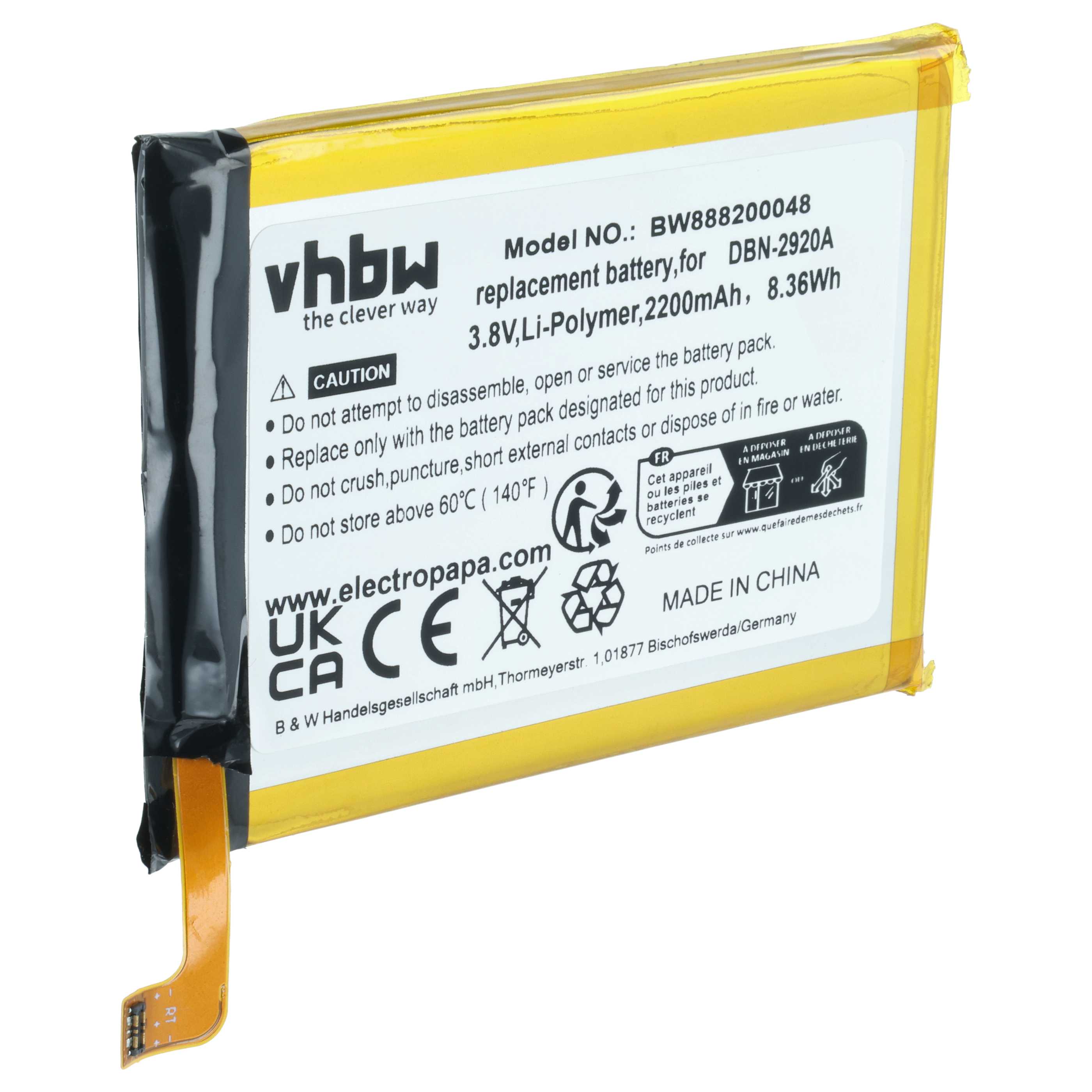 Akumulator do telefonu smartfona Doro 8040, 8042 - 2200 mAh 3,8 V LiPo