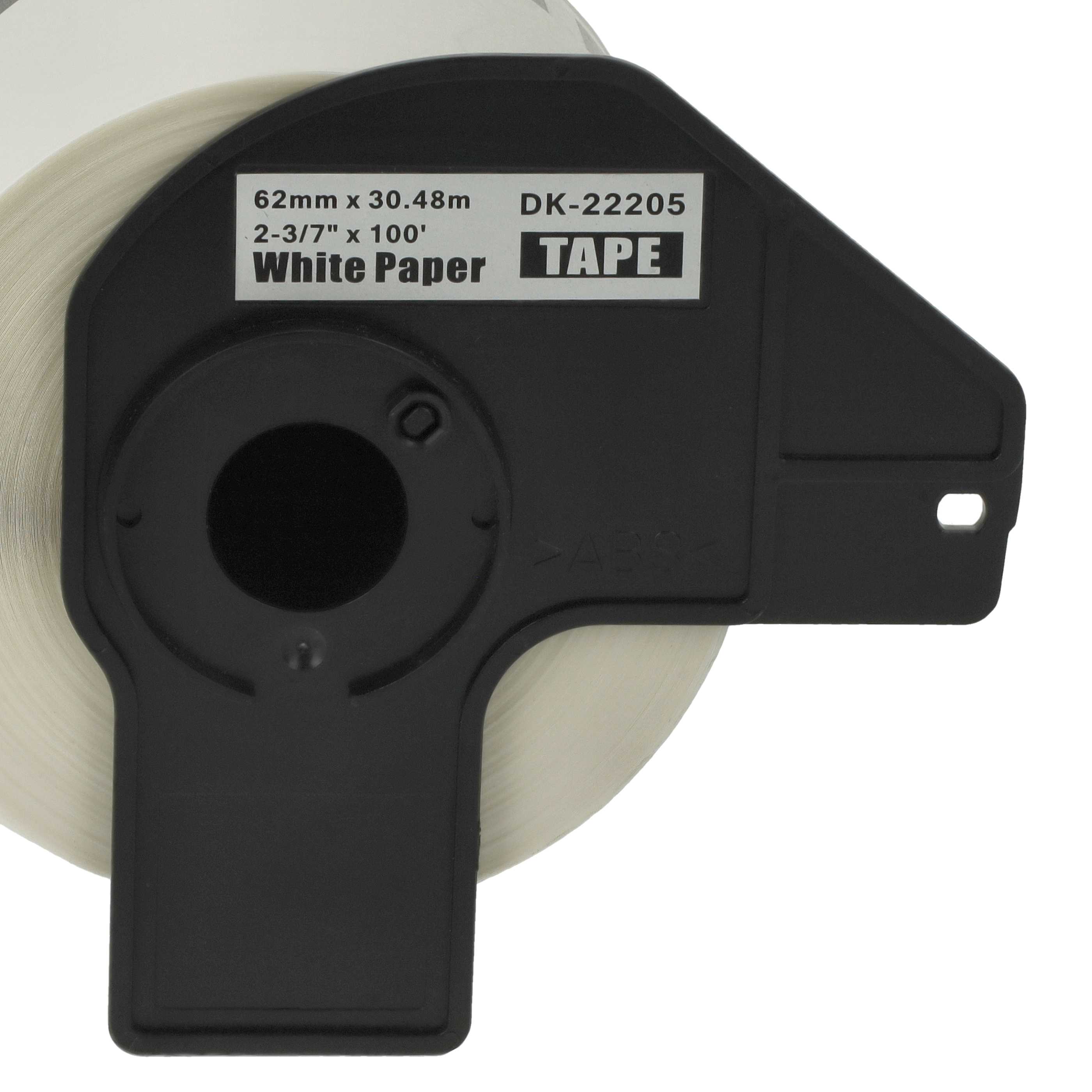 2x Label Roll replaces Brother DK-22205 Labeller - Premium 62 mm x 30.48 m + Holder